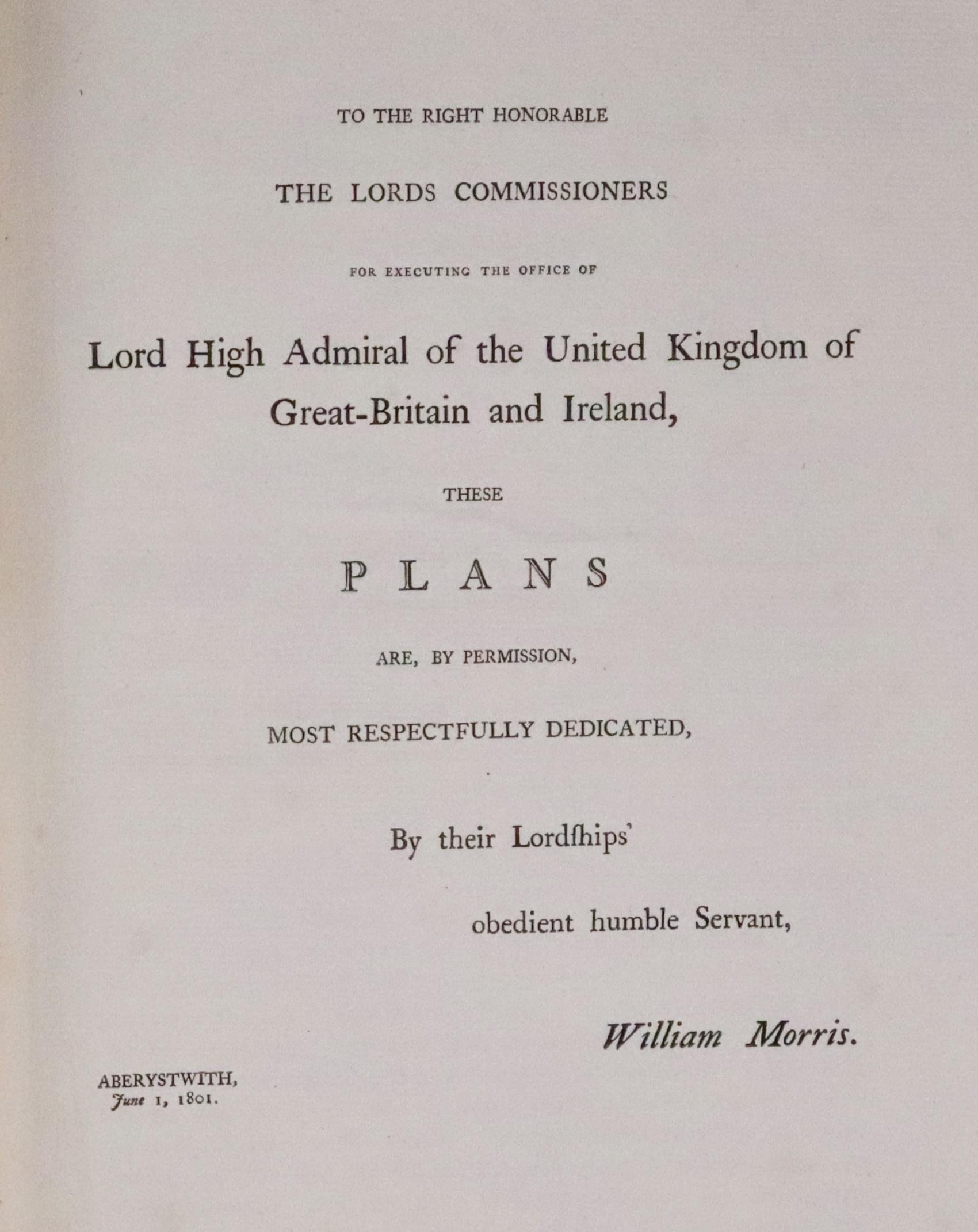 Dedication Page to the Lord High Admiral 1800