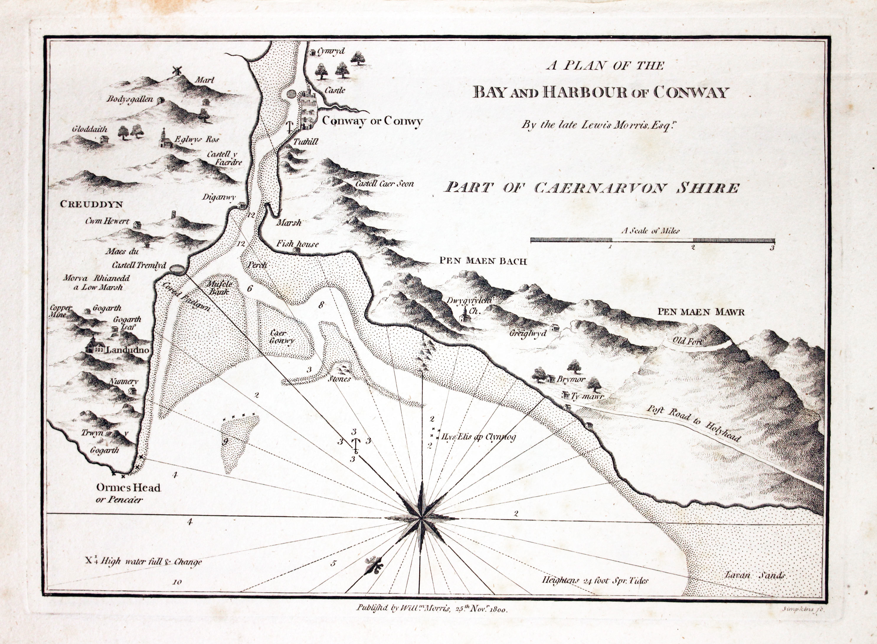 A Plan of the Bay and Harbour of Conway published by William Morris 1801