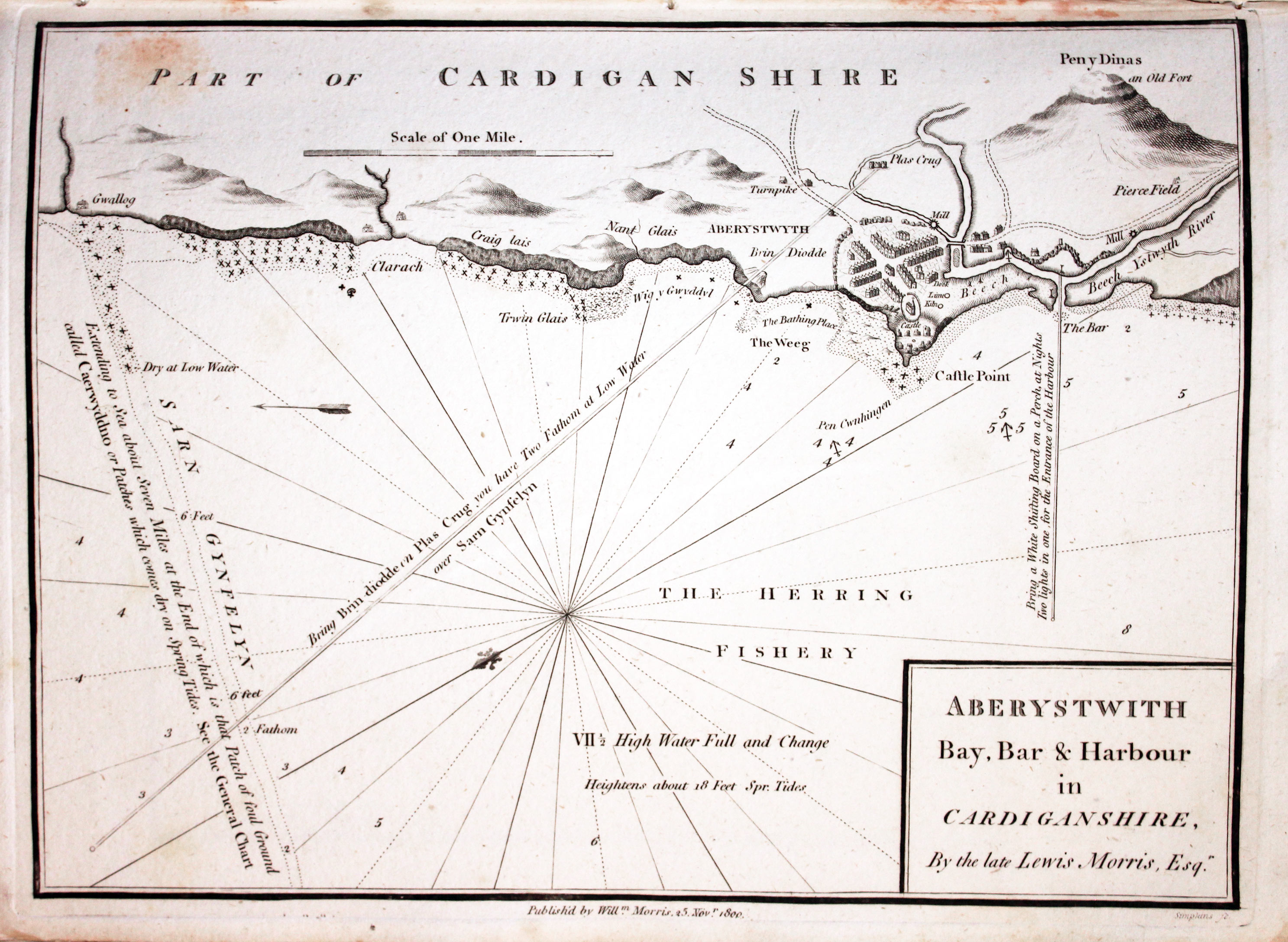 Chart of Aberystwyth, Cardiganshire published by William Morris 1801