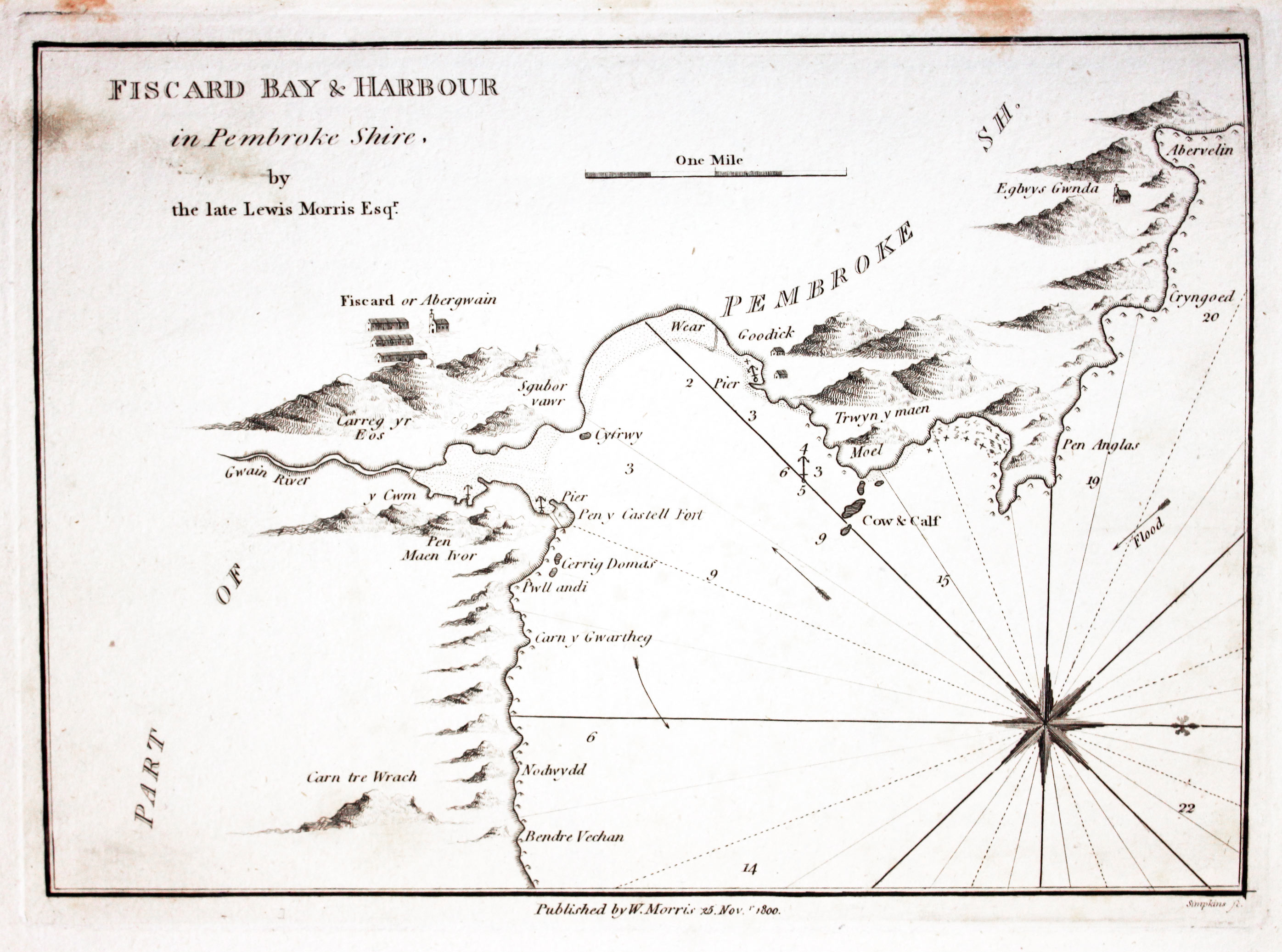 Chart of Fishguard Bay, Pembrokeshire published by William Morris 1801