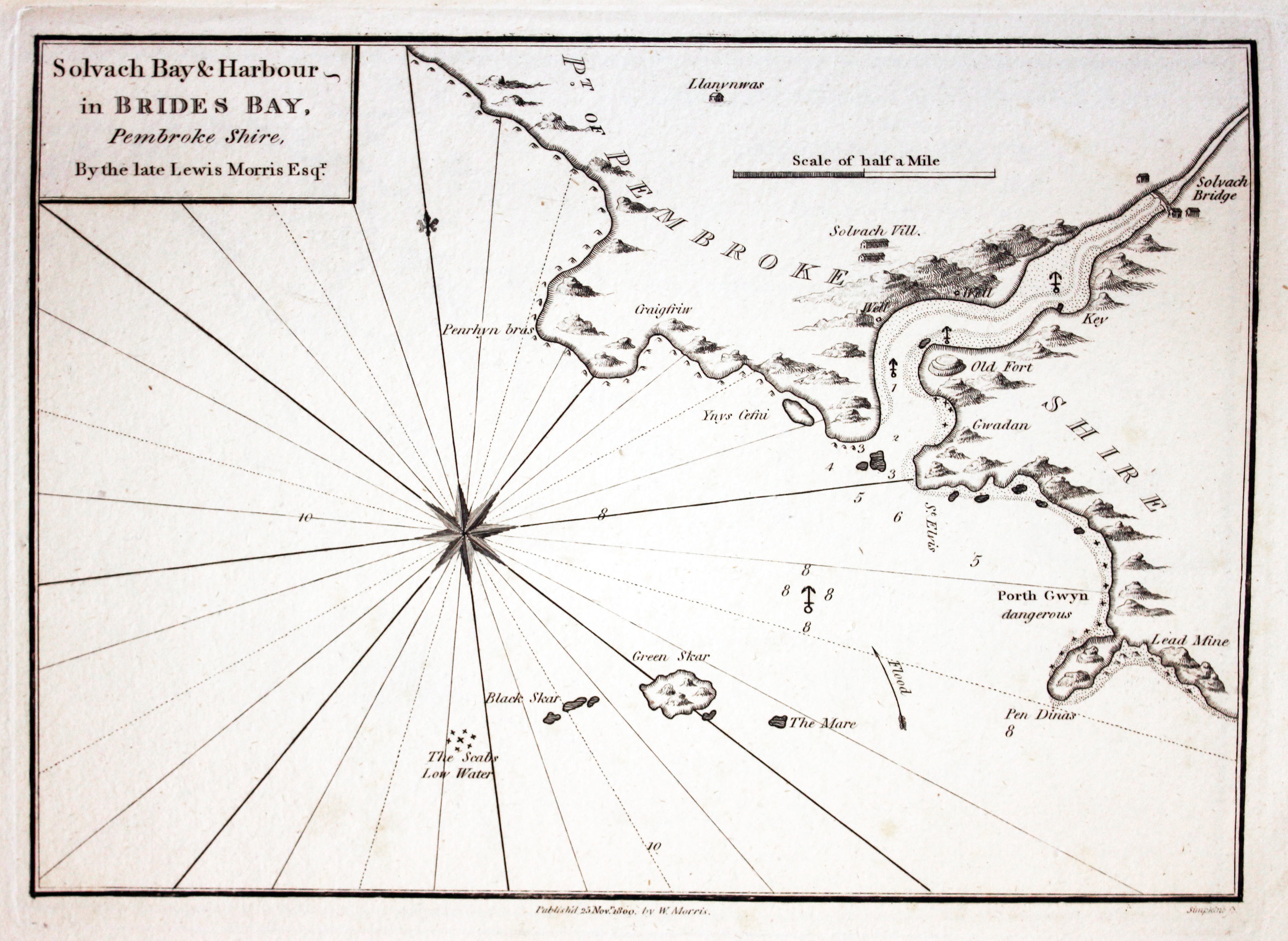 Chart of Bride's Bay Pembrokeshire published by William Morris 1801