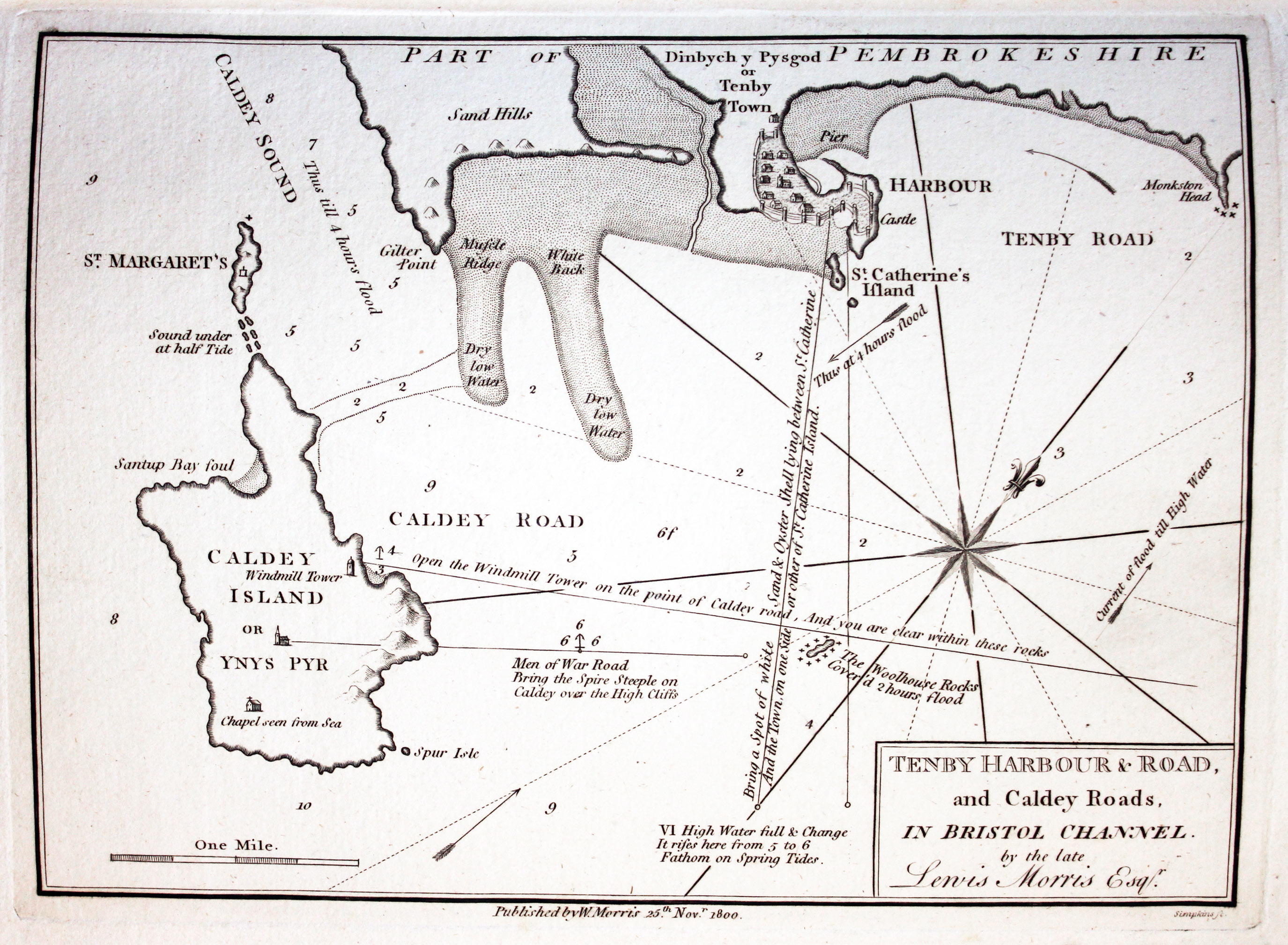 Chart of Tenby Harbour, Pembrokeshire published by William Morris 1801