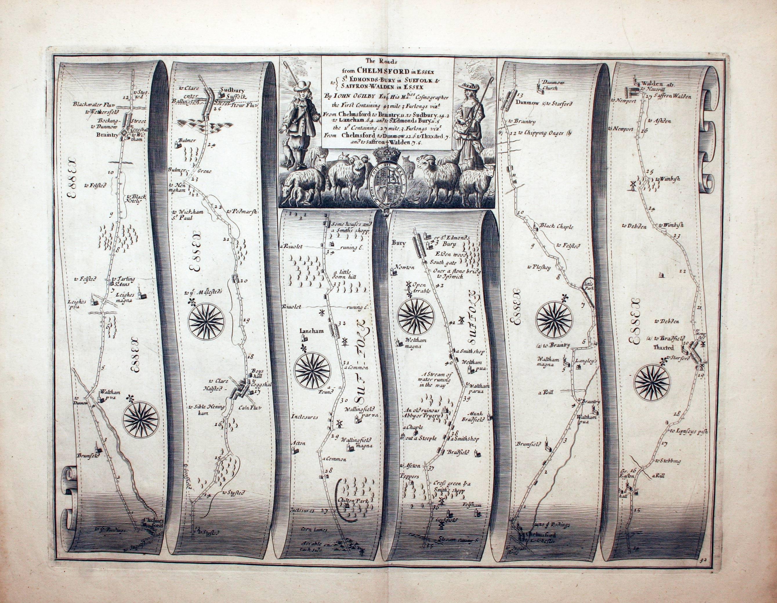 Chelmsford, Sudbury, Bury St. Edmunds. Chelsford, Dunmow, Thaxted, Walden