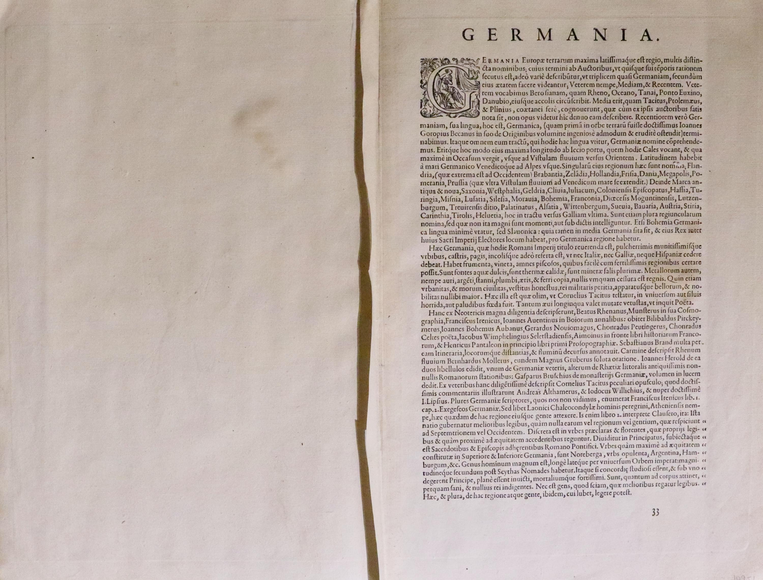 Text for Germany by Abraham Ortelius 1598  Text for Germany by Abraham Ortelius 1598