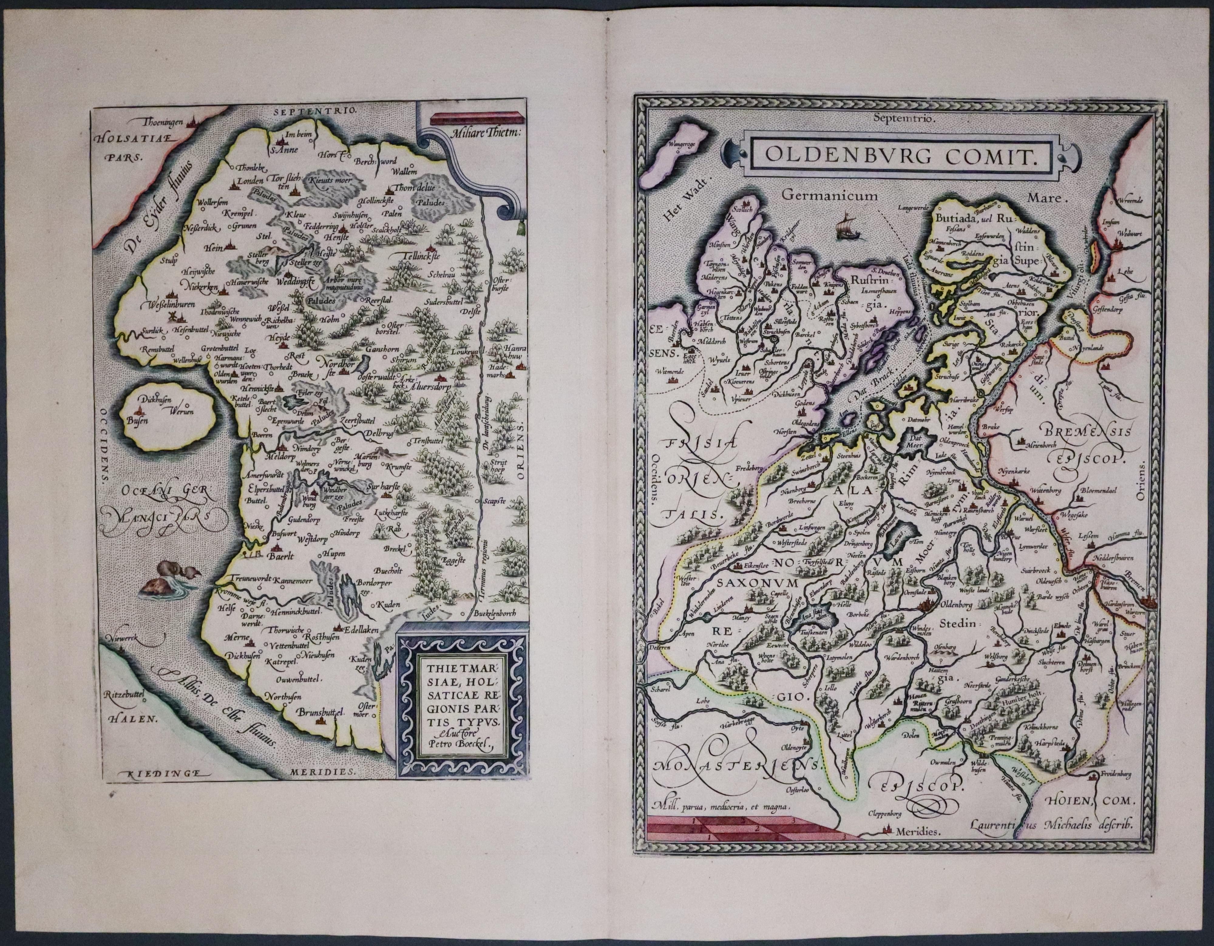 Dithmarcher and Oldenburg, Abraham Ortelius, 1595  Dithmarcher and Oldenburg, Abraham Ortelius, 1595