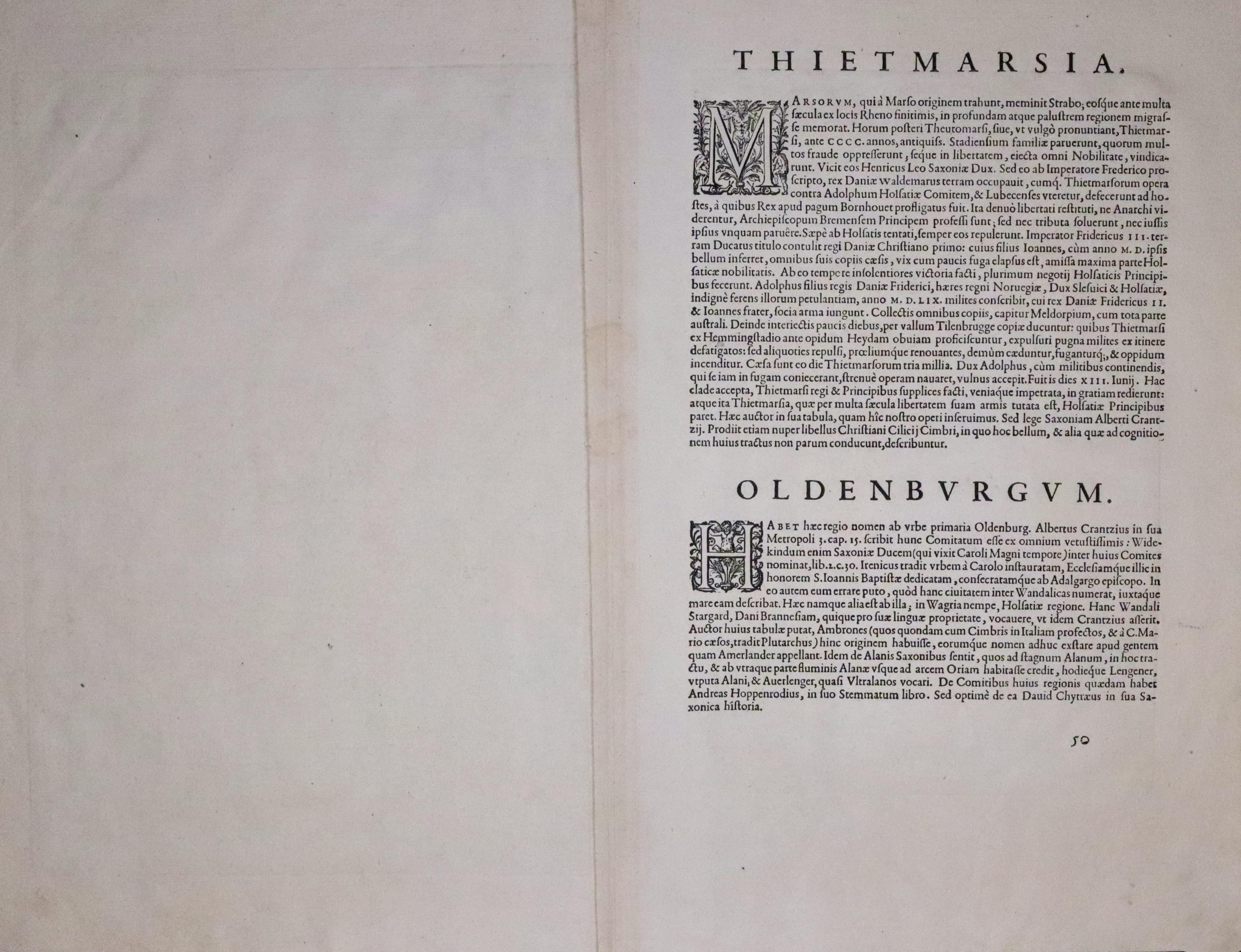 Latin text for Dithmarcher and Oldenburg, Abraham Ortelius, 1595  Latin text for Dithmarcher and Oldenburg, Abraham Ortelius, 1595