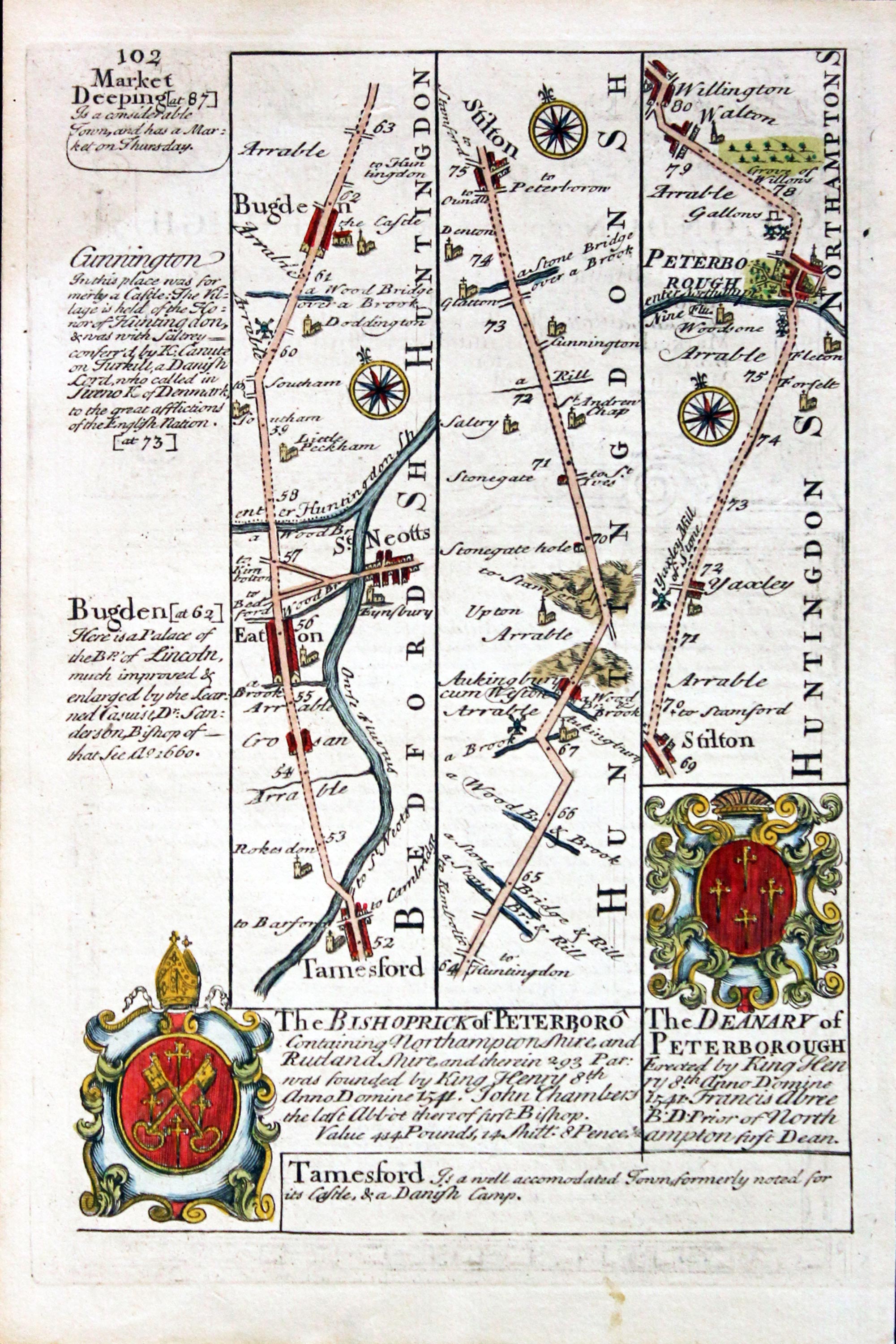 Tamesford to Peterborough, John Owen and Emanuel Bowen c.1730  Tamesford to Peterborough, John Owen and Emanuel Bowen c.1730