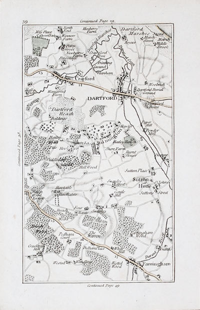 Crayford, Dartford, Sutton at Hone, Wilmington and Farningham John Cary 1786