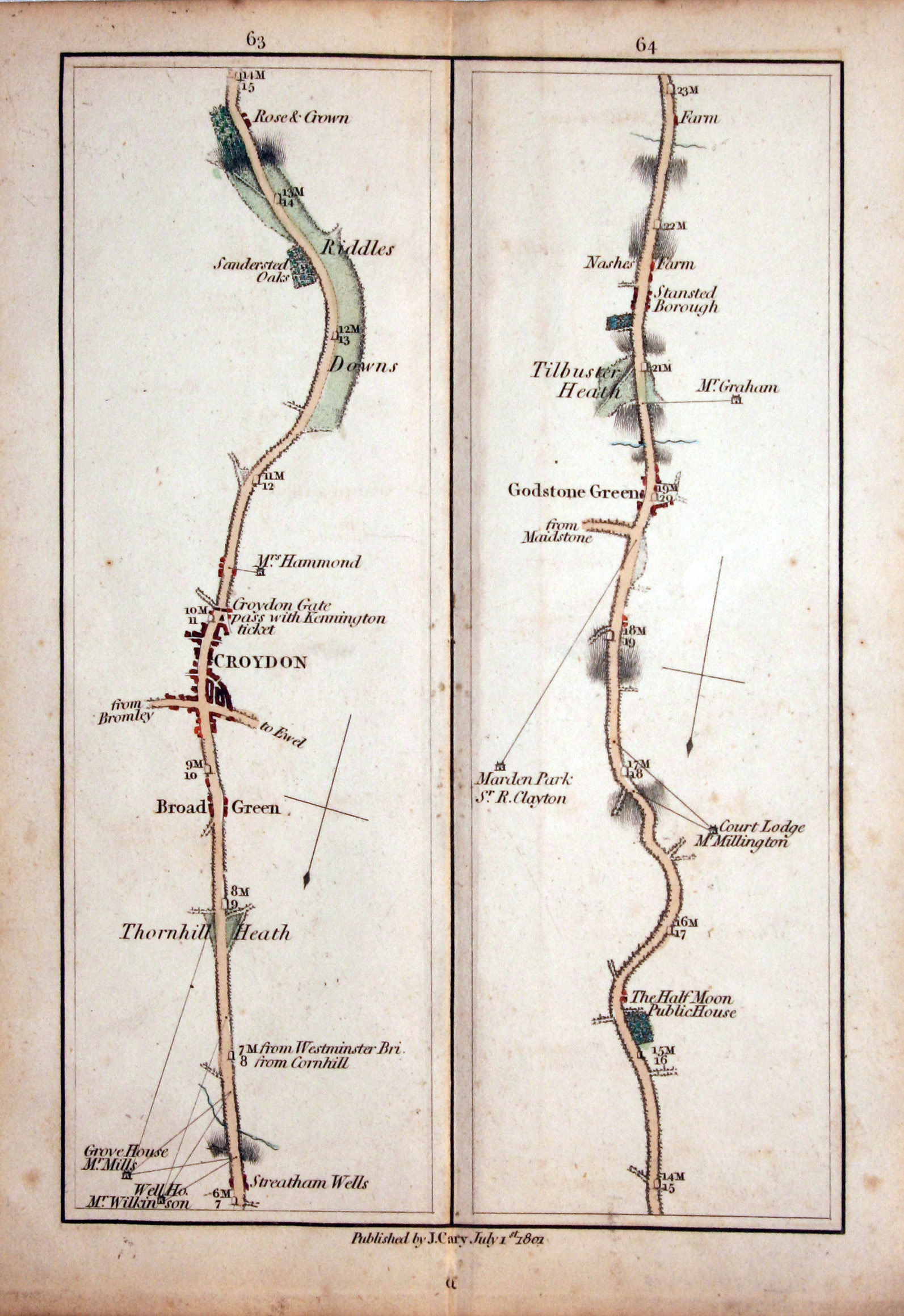 London to East Grinsted John Cary 1801  London to East Grinsted John Cary 1801