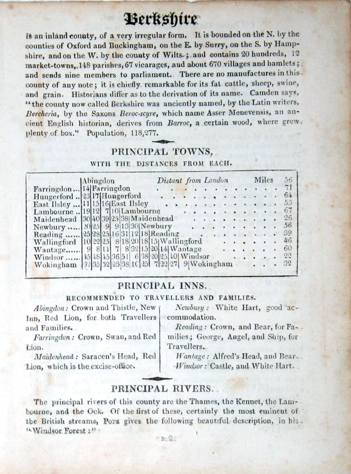 Text for Berkshire map, J. Wallis / W. Lewis, 1819
