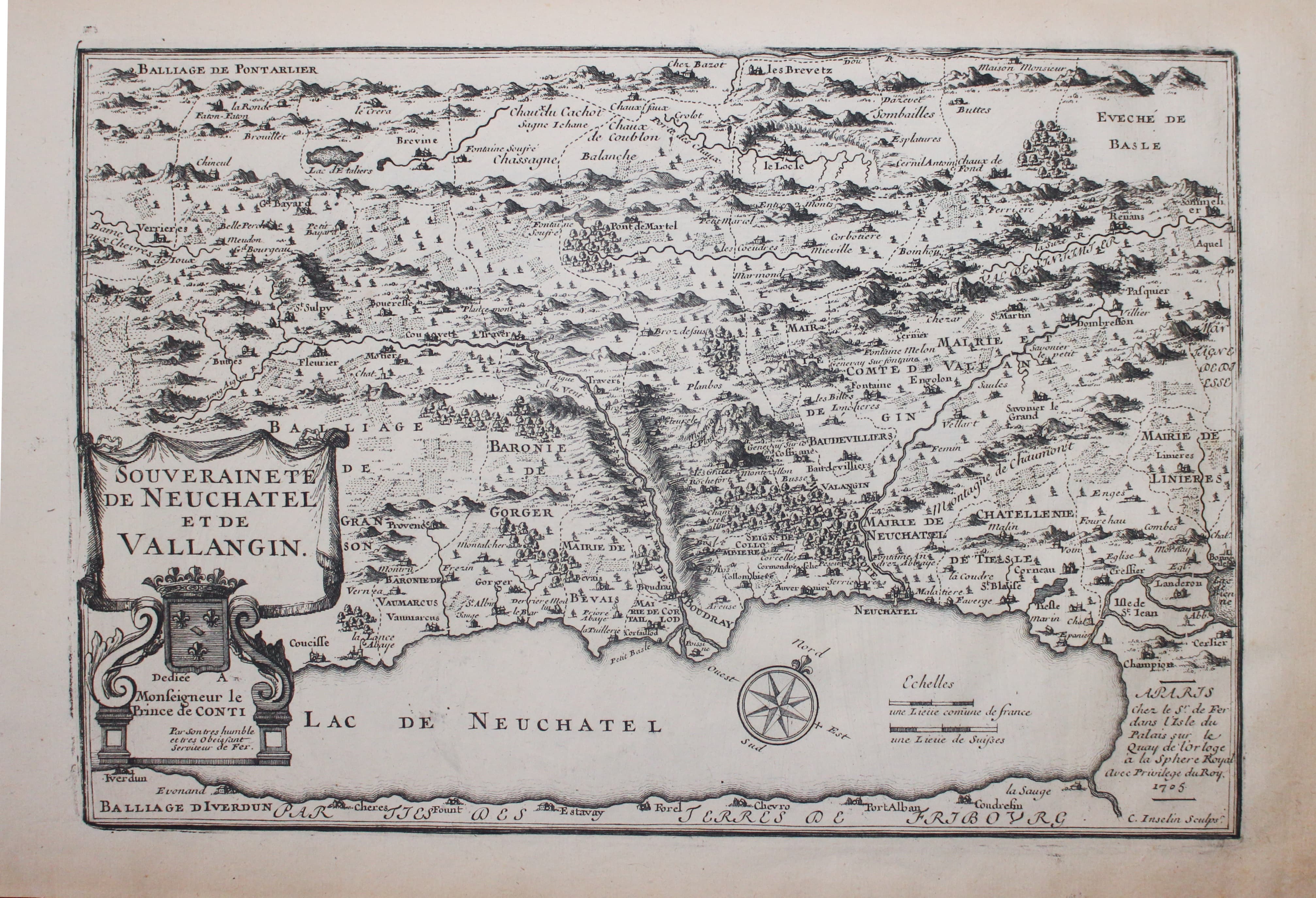 Parts of France and Switzerland Vincenzo Coronelli c.1696  Parts of France and Switzerland Vincenzo Coronelli c.1696