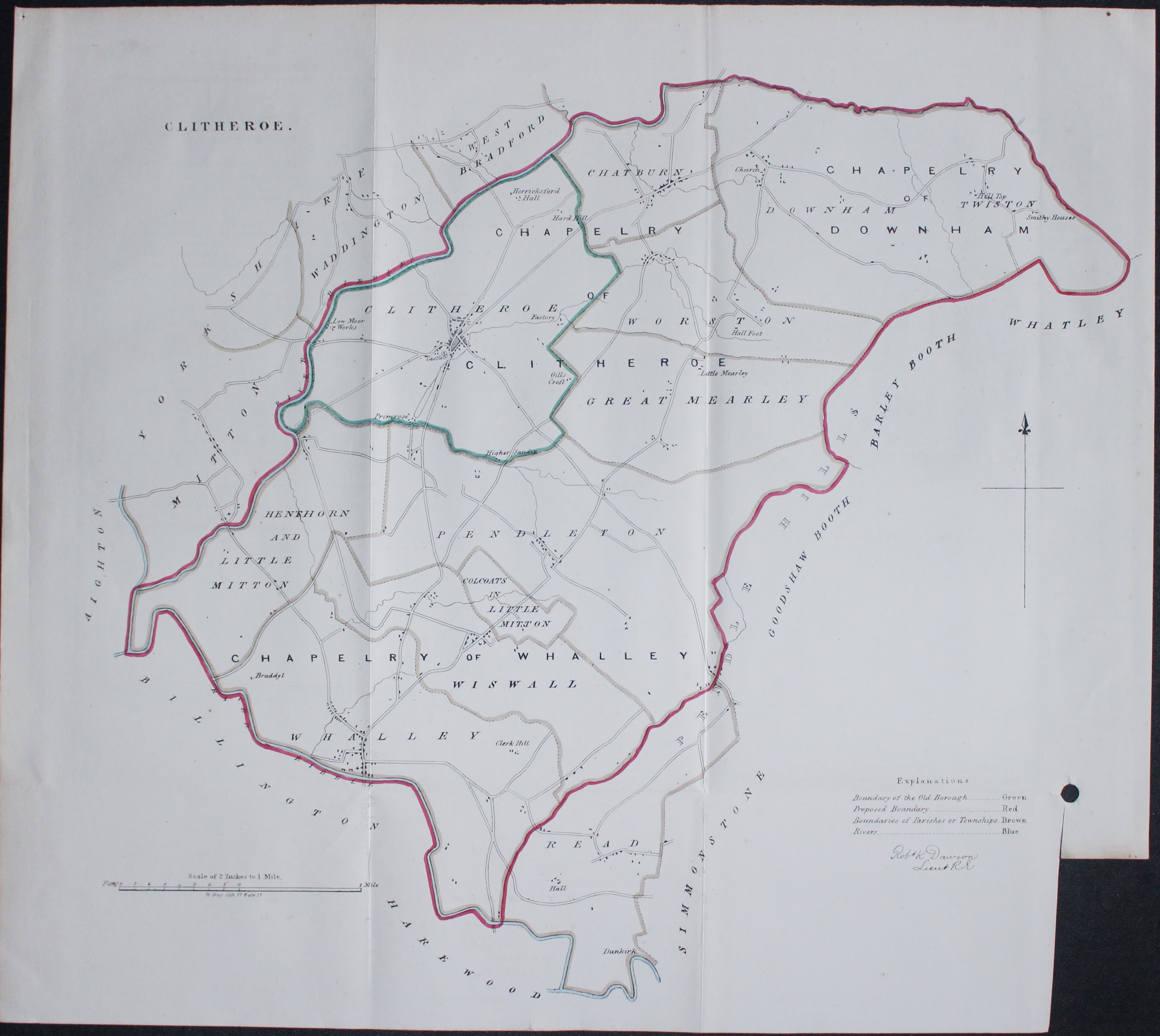 Plan of Clitheroe Lancashire by Lt. R. K. Dawson  Plan of Clitheroe Lancashire by Lt. R. K. Dawson