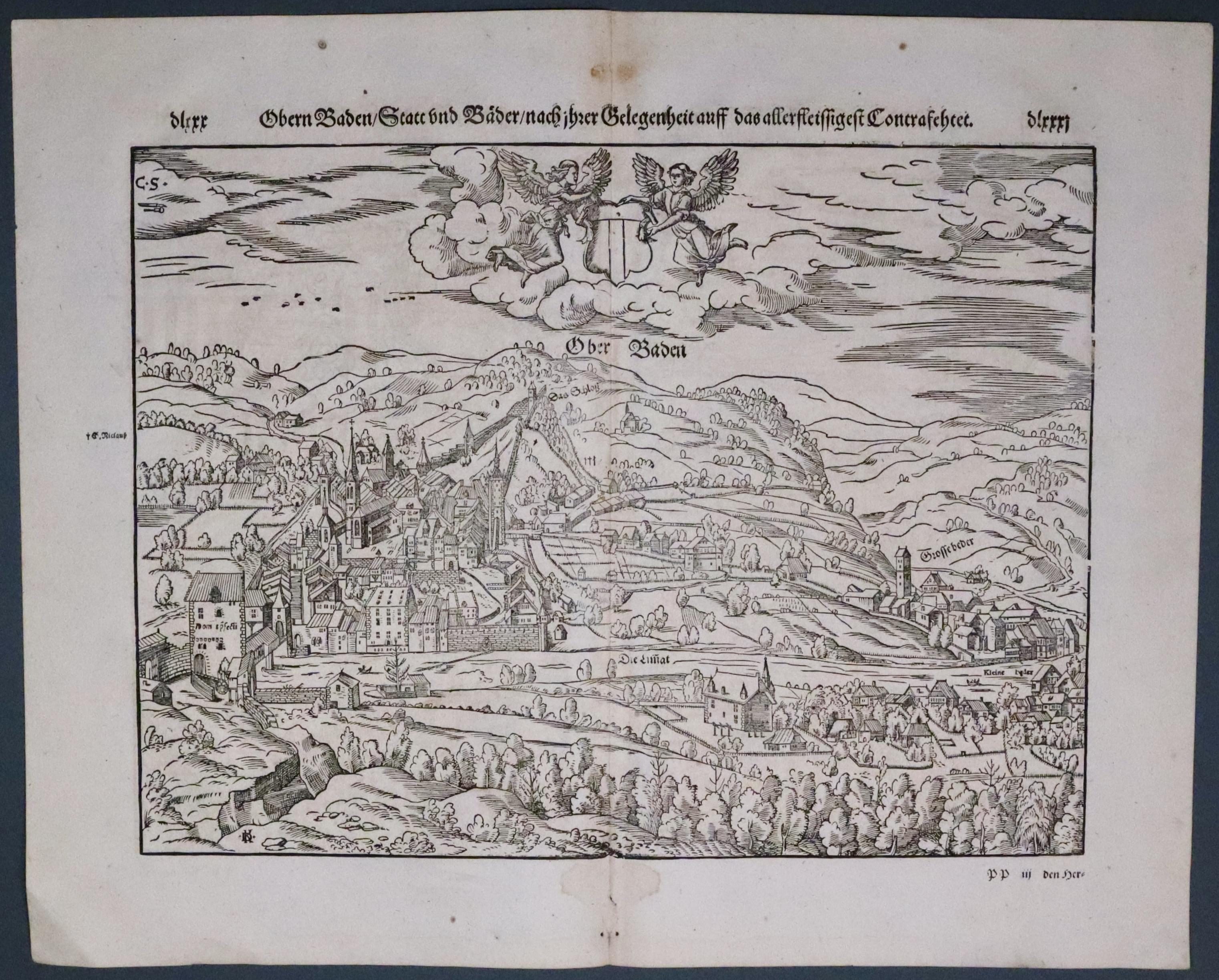 Baden in Switzerland by Sebastian Munster 1598  Baden in Switzerland by Sebastian Munster 1598