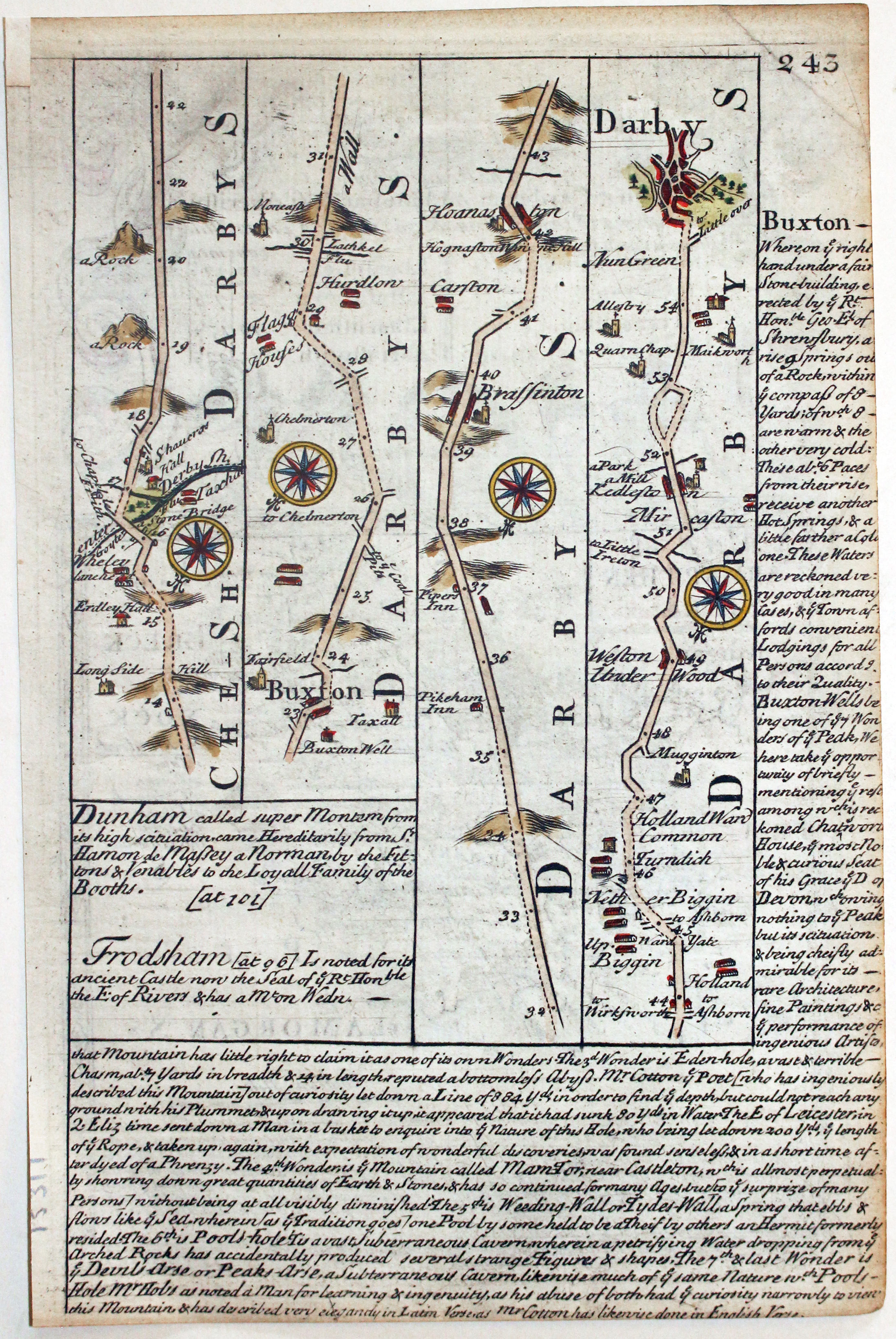 Road map from Buxton to Derby by John Owen and Emanuel Bowen c.1731  Road map from Buxton to Derby by John Owen and Emanuel Bowen c.1731