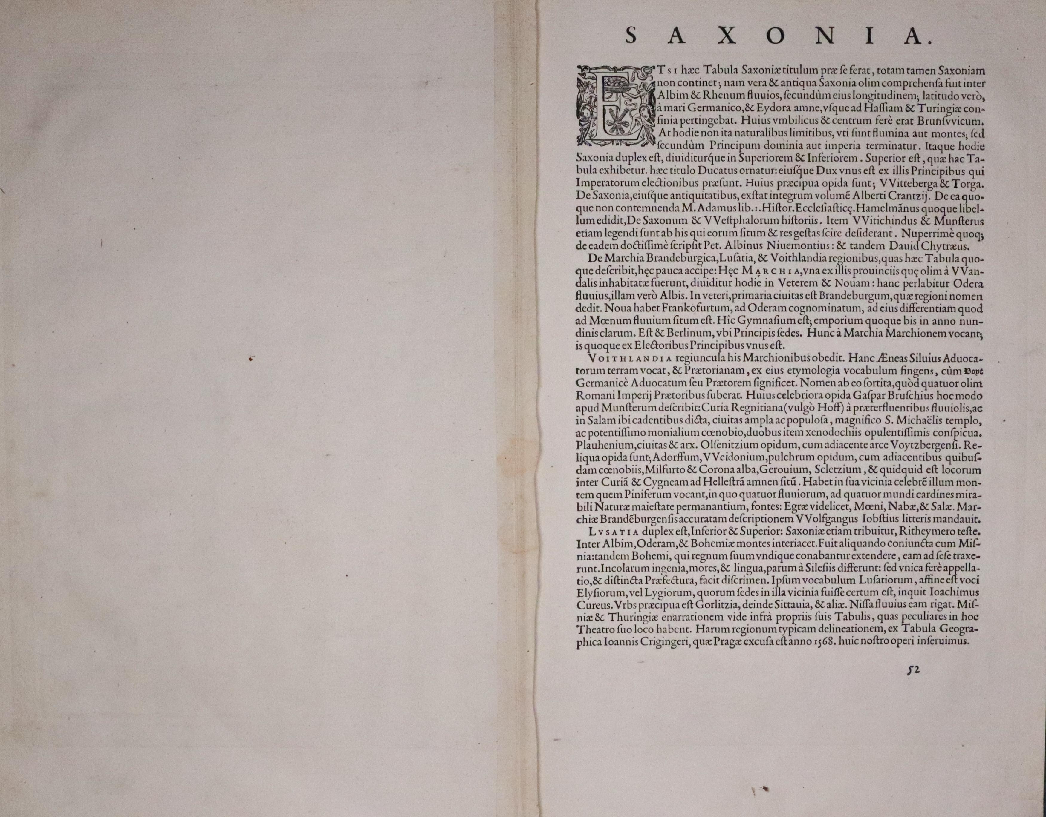 Latin text for Saxiny and Thuringia, Abraham Ortelius 1595  Latin text for Saxiny and Thuringia, Abraham Ortelius 1595