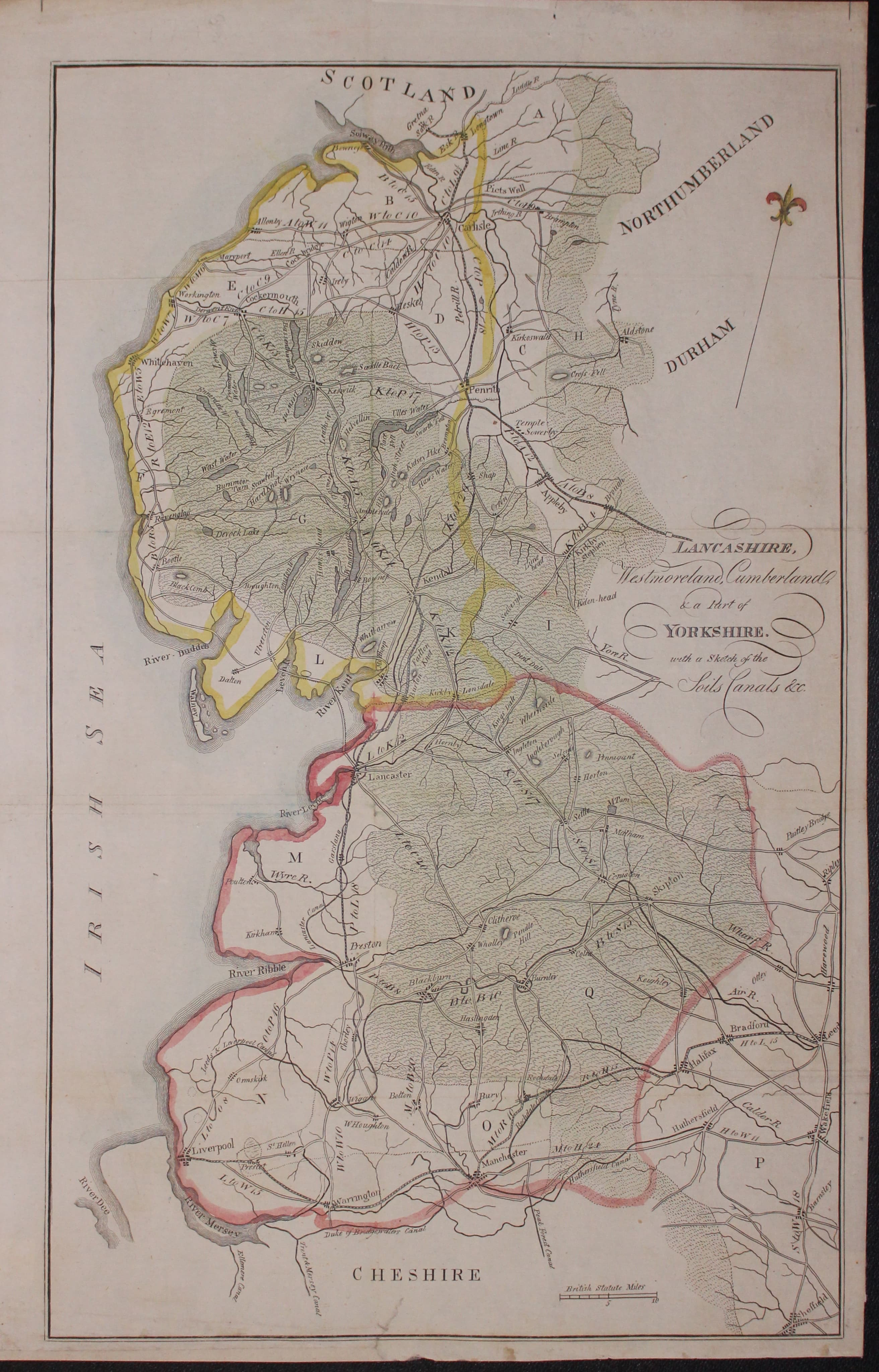 Map of Lancashire Soils and Canals c.1800  Map of Lancashire Soils and Canals c.1800