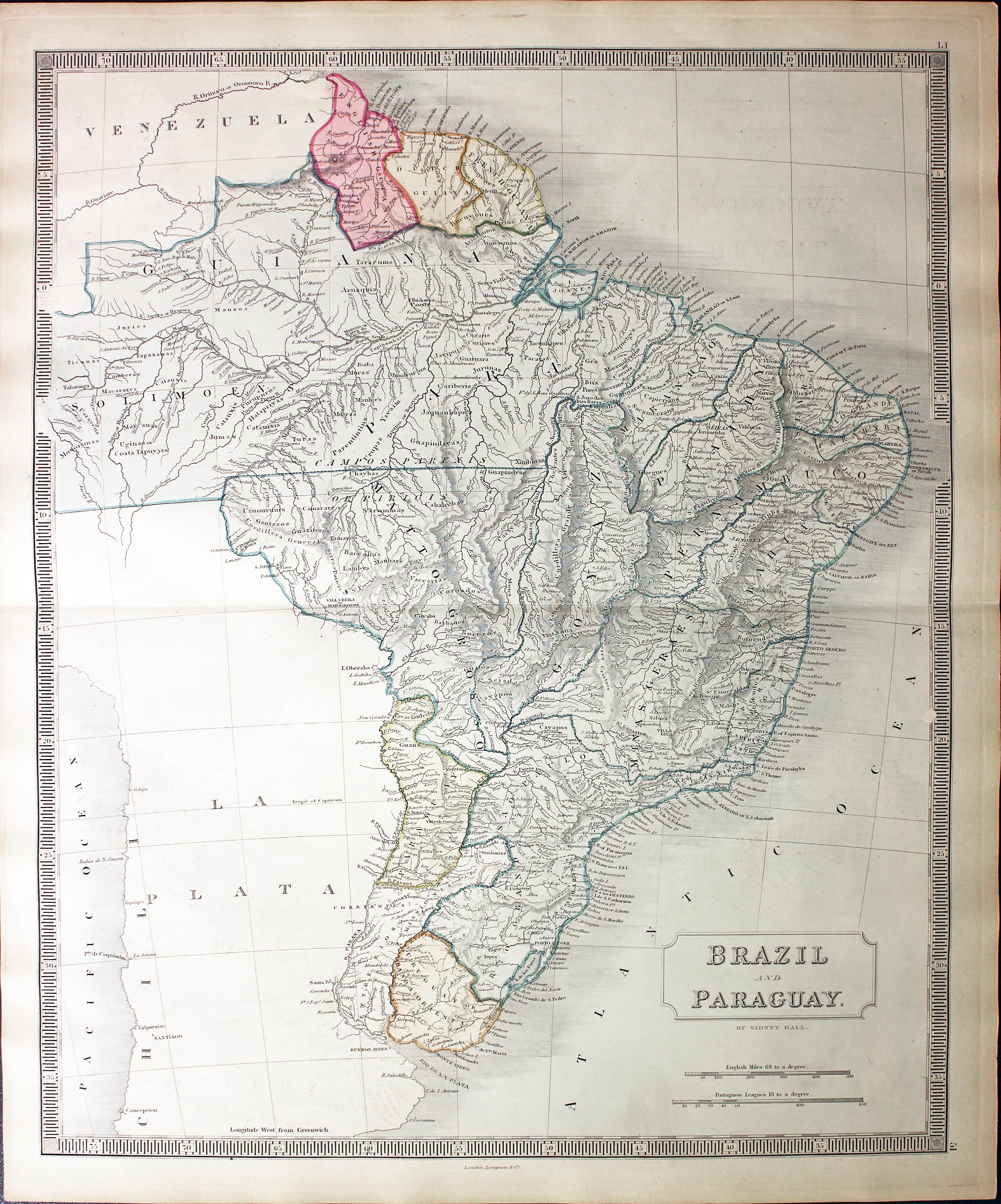 Brazil and Paraguay, Sidney Hall, 1857  Brazil and Paraguay, Sidney Hall, 1857
