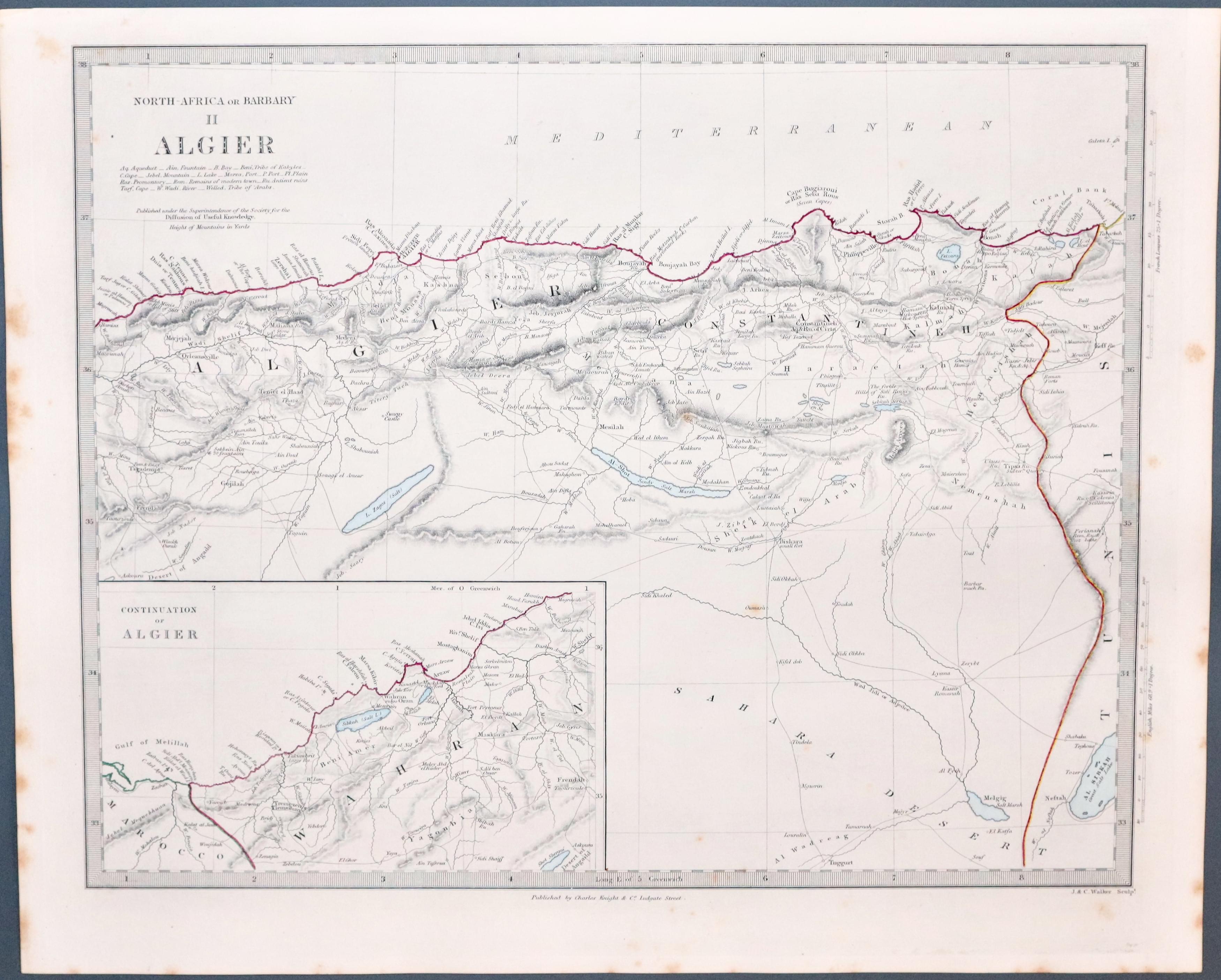 Map of Algeria, SDUK c.1846