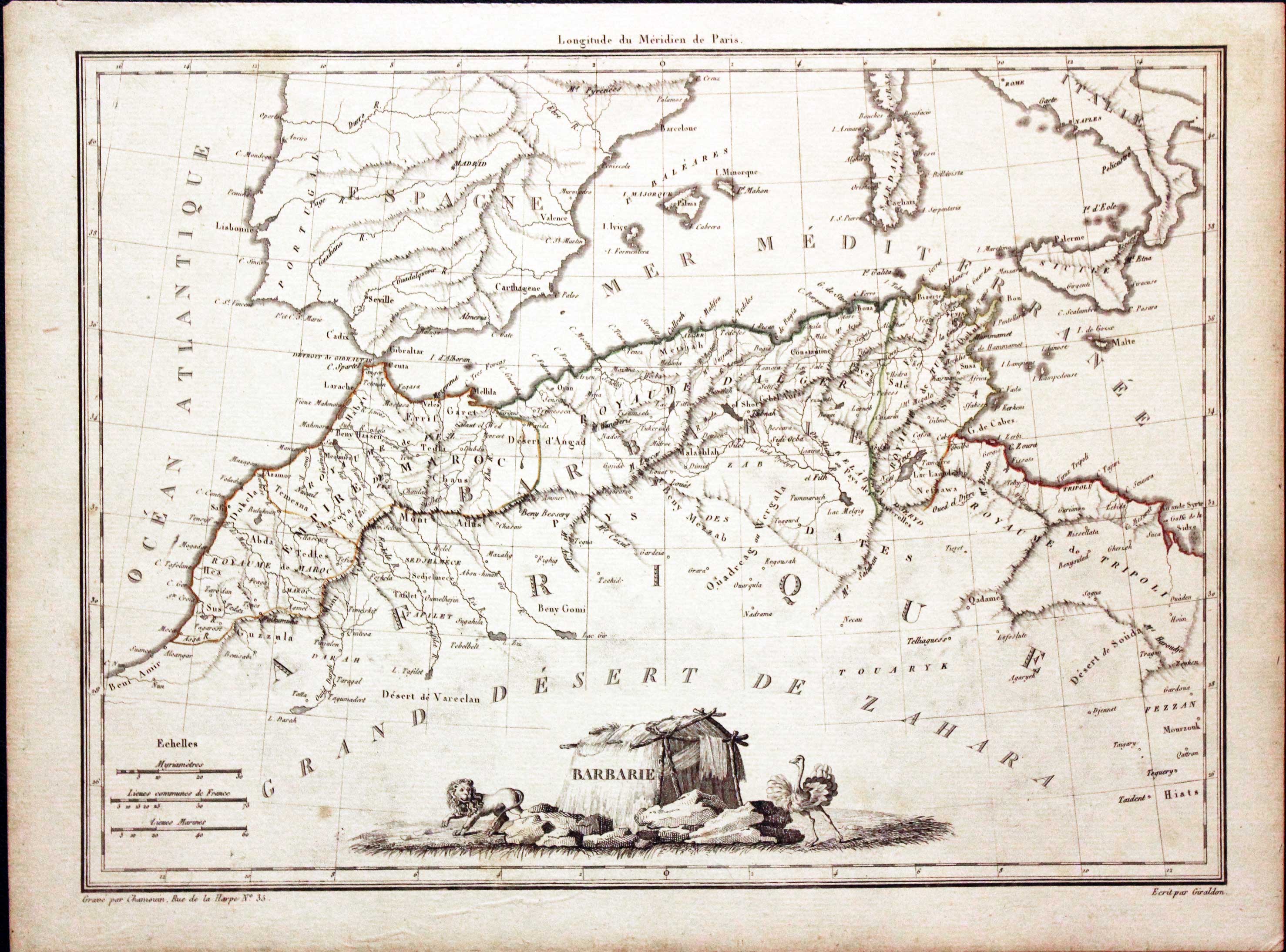 Barbary Coast, North Africa Conrad Malte-Brun 1812  Barbary Coast, North Africa Conrad Malte-Brun 1812