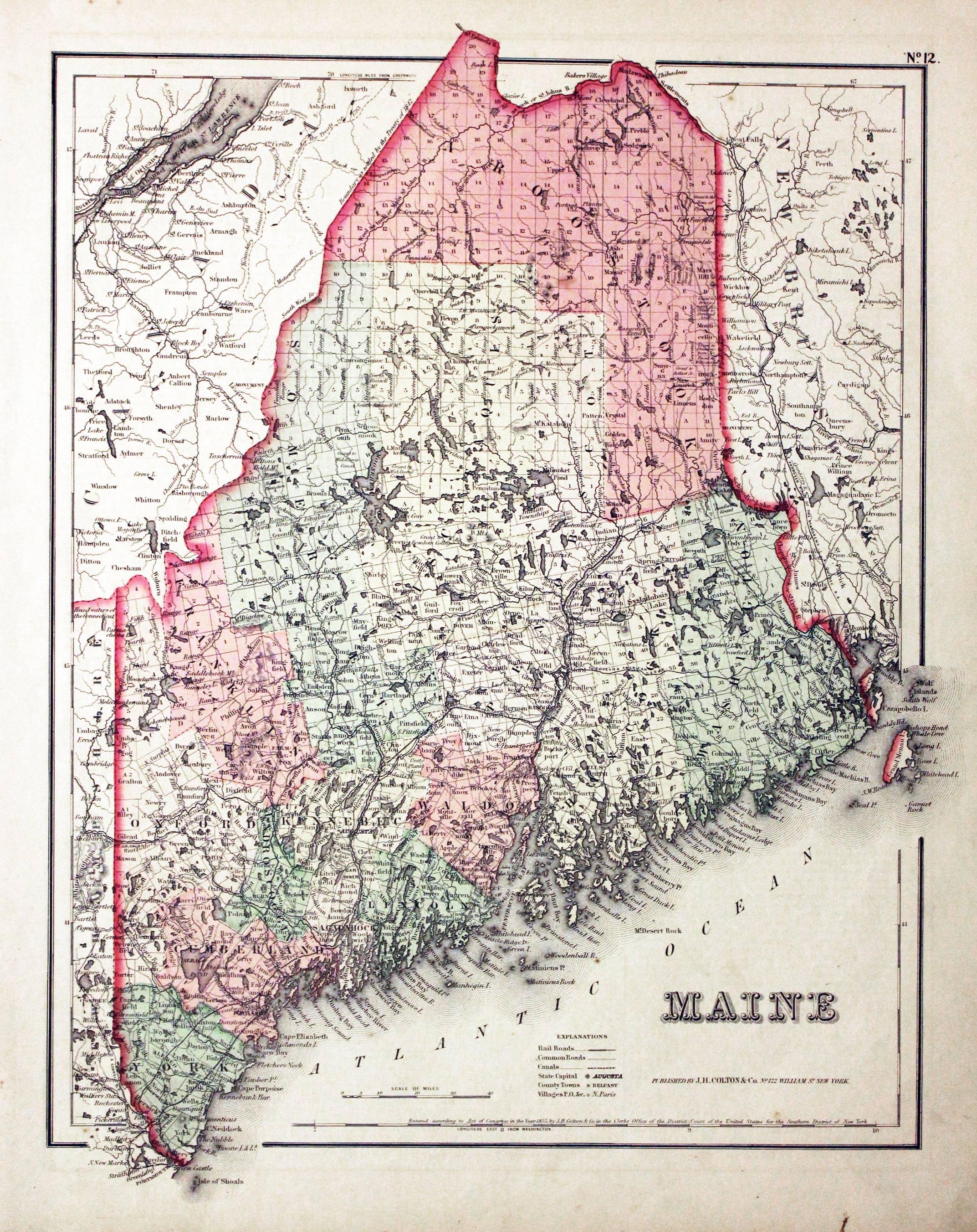 Maine, Joseph Hutchins Colton, 1857  Maine, Joseph Hutchins Colton, 1857