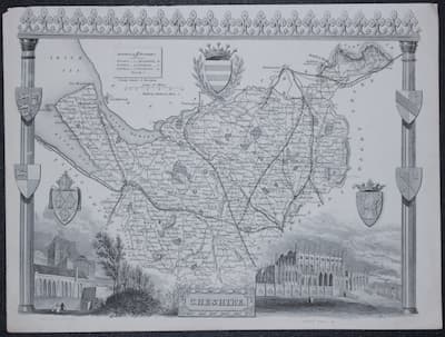 Map of Cheshire by Thomas Moule c.1850