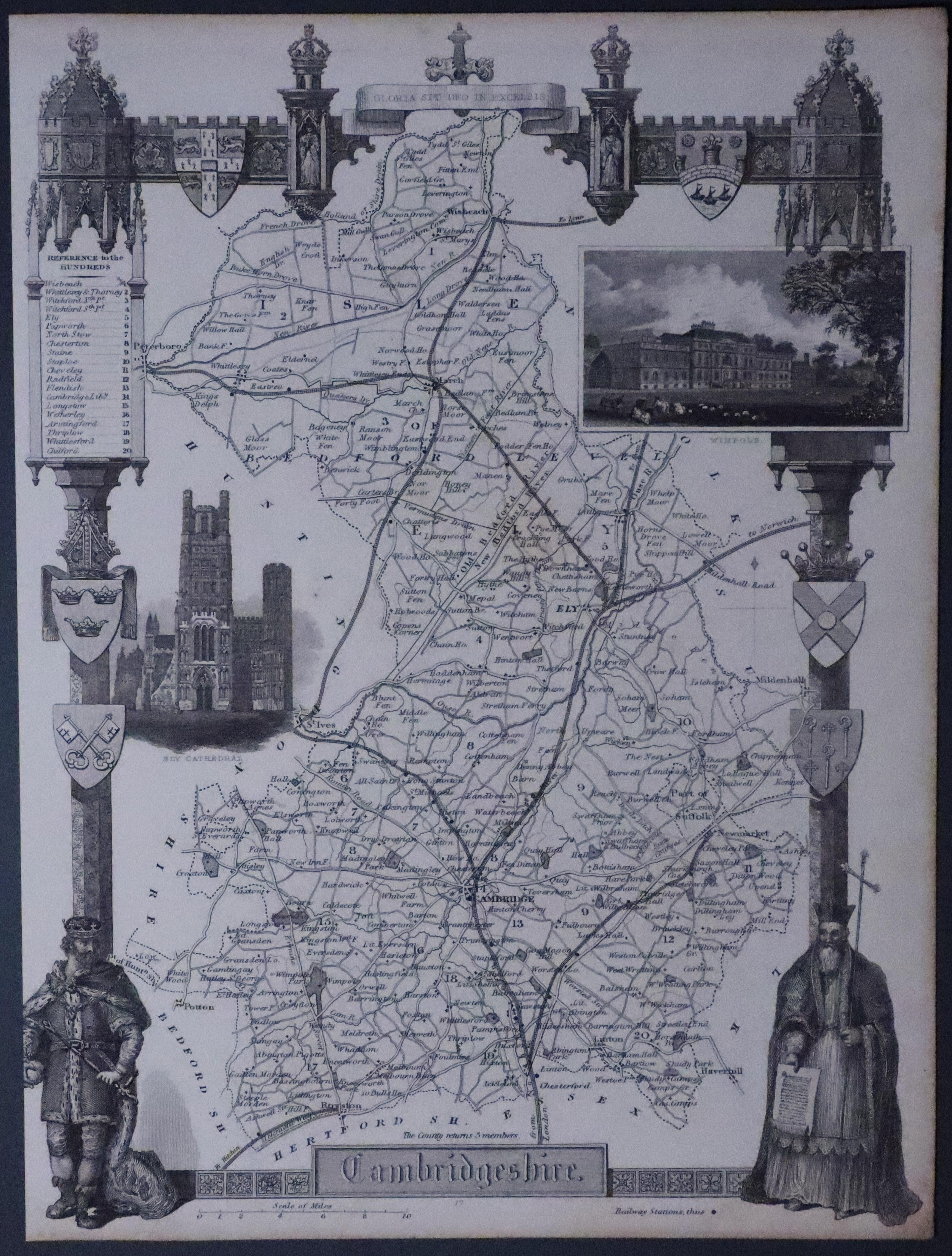 Map of Cambridgeshire, Thomas Moule c.1850