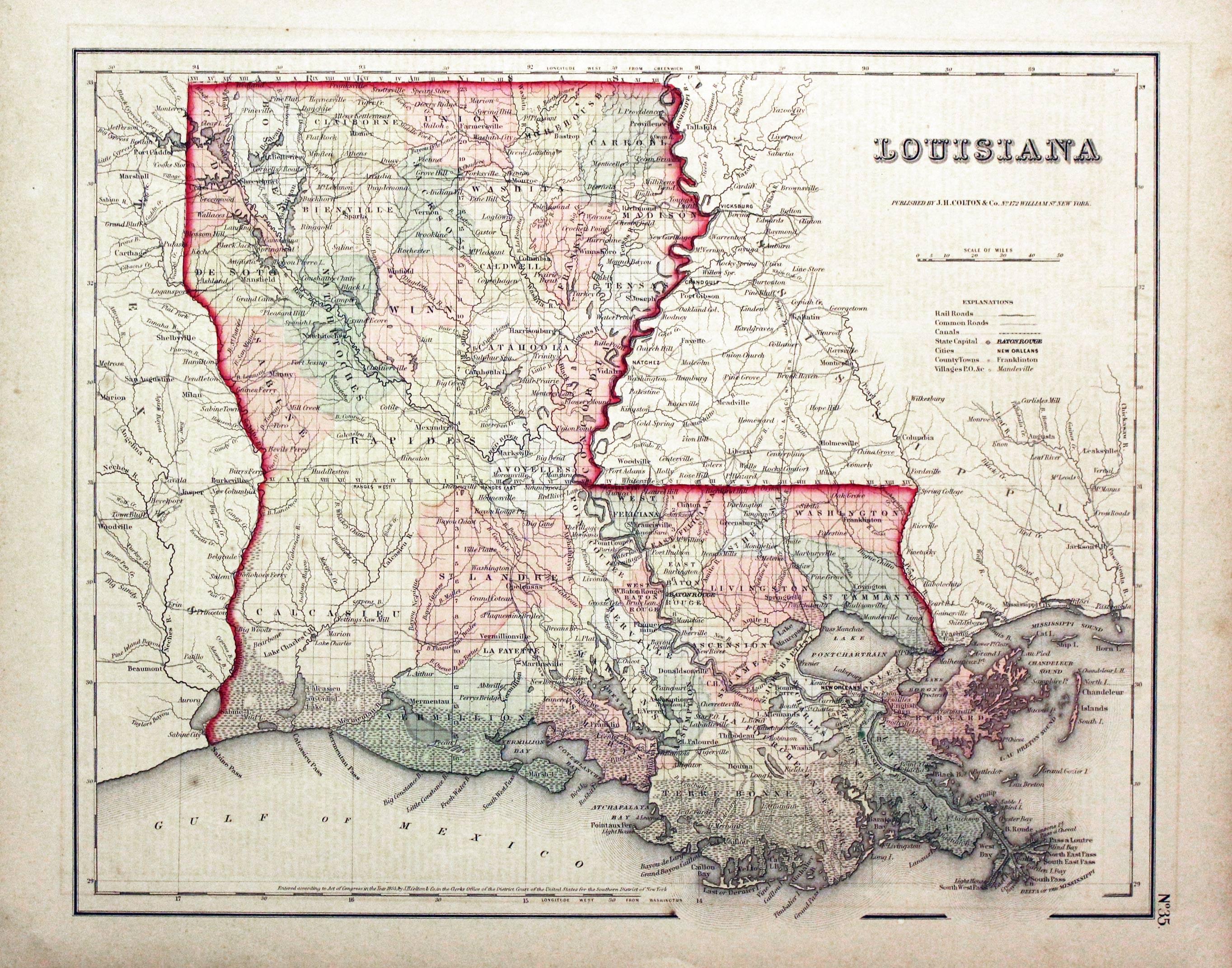 Louisina, Joseph Hutchins Colton, 1857  Louisina, Joseph Hutchins Colton, 1857