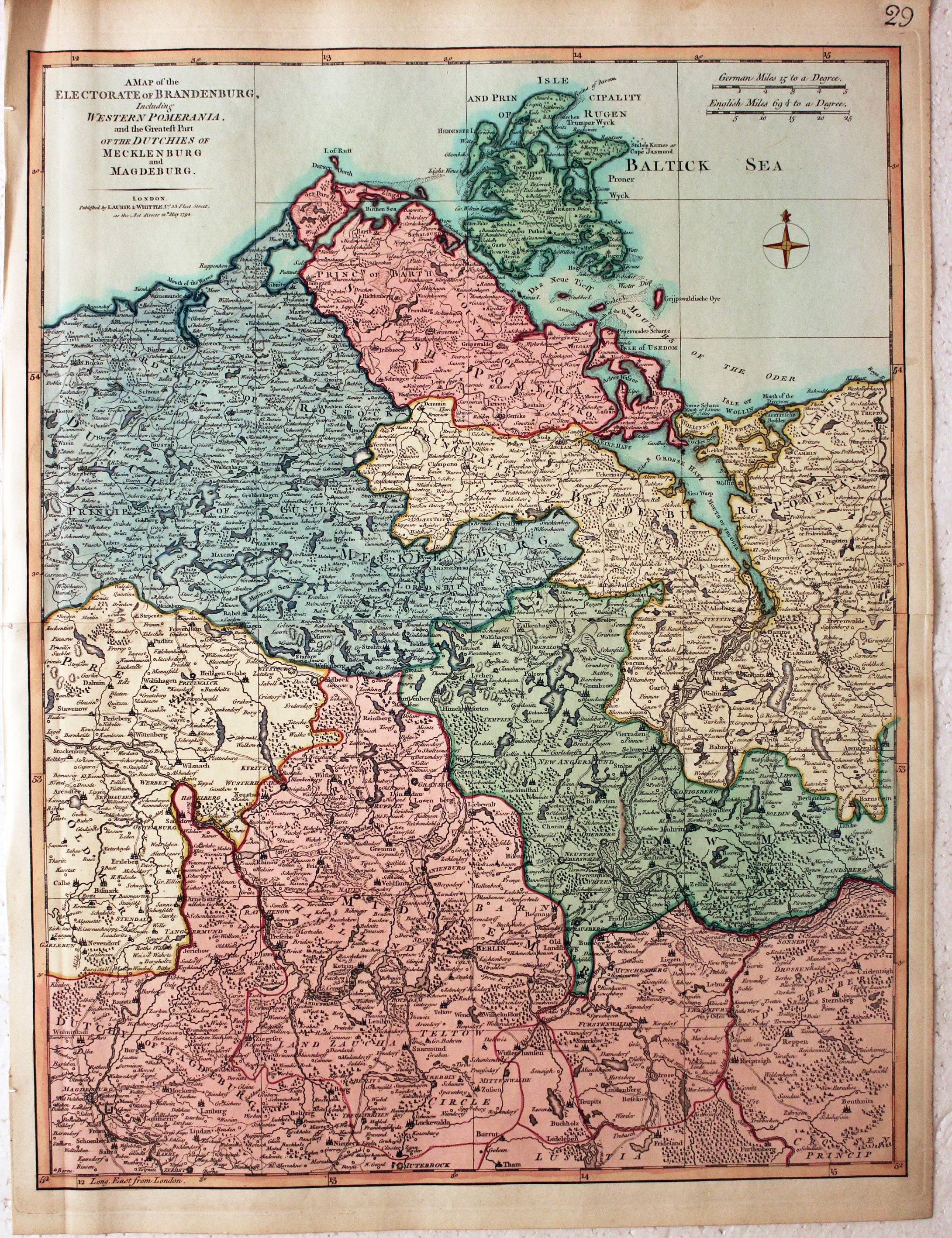 Brandenburg & Pomerania, Laurie & Whittle, 1807  Brandenburg & Pomerania, Laurie & Whittle, 1807