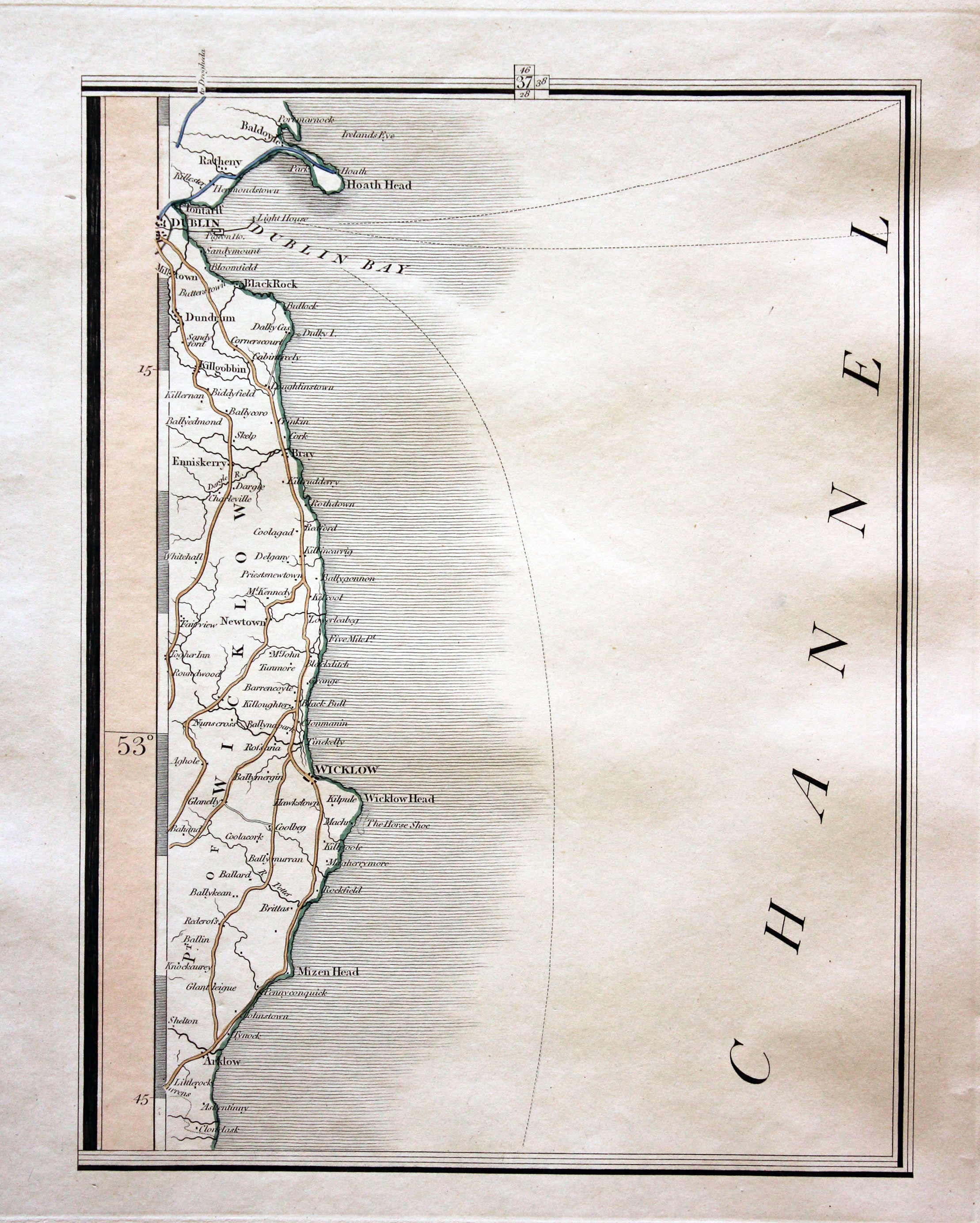 Coast of Ireland showing Dublin and Wicklow 