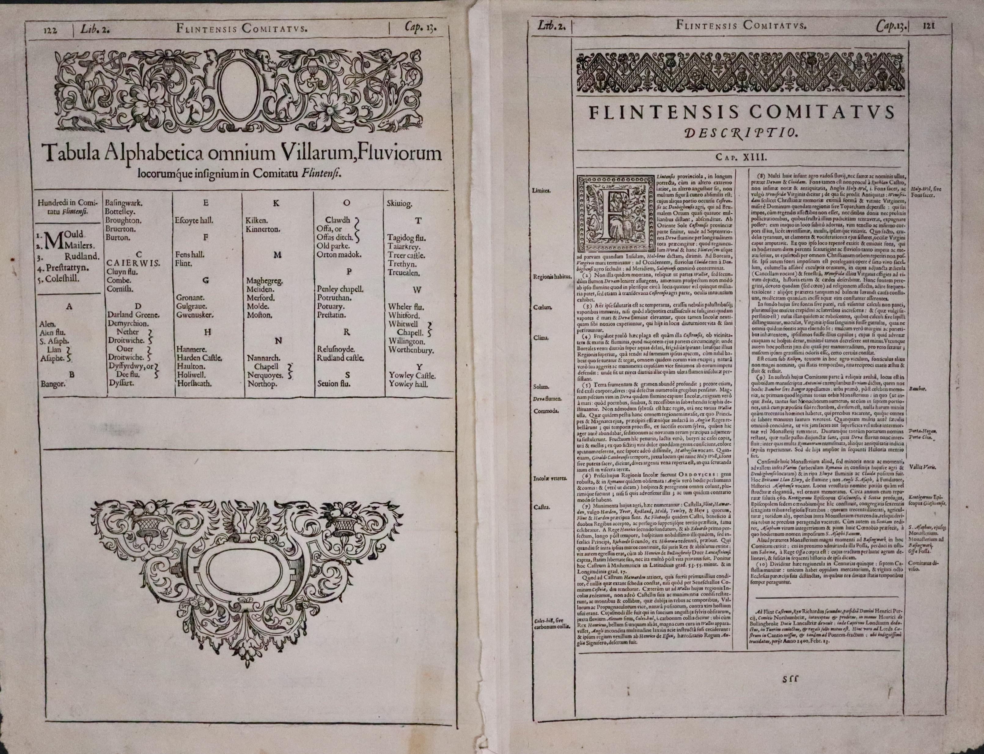 Latin text for Flintshire John Speed 1616