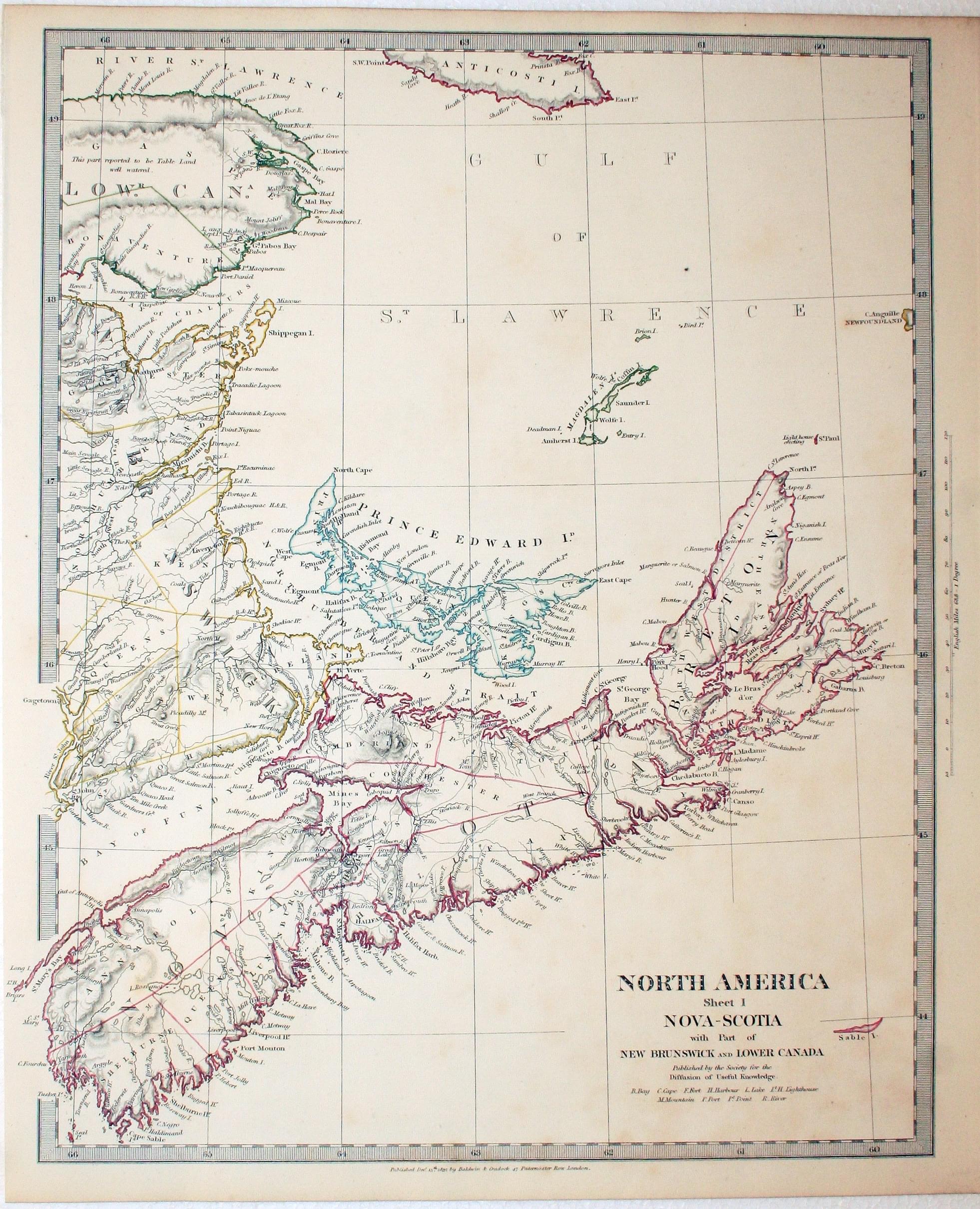 America North I Nova Scotia, New Brunswick. SDUK 1832