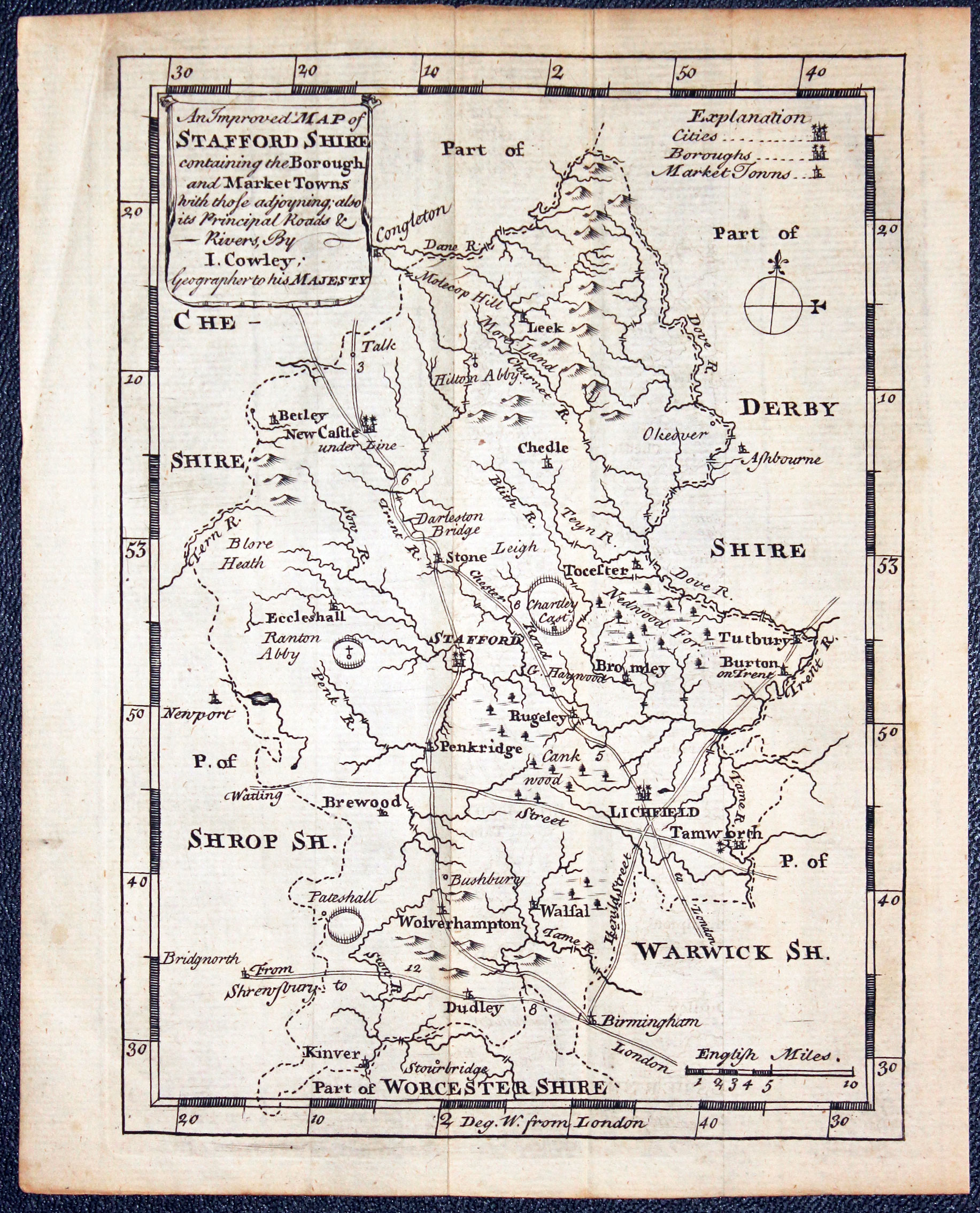 Map of Staffordshire by John Cowley, c.1745