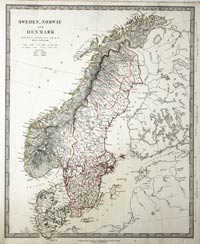Sweden Norway and Denmark, 1845  SDUK