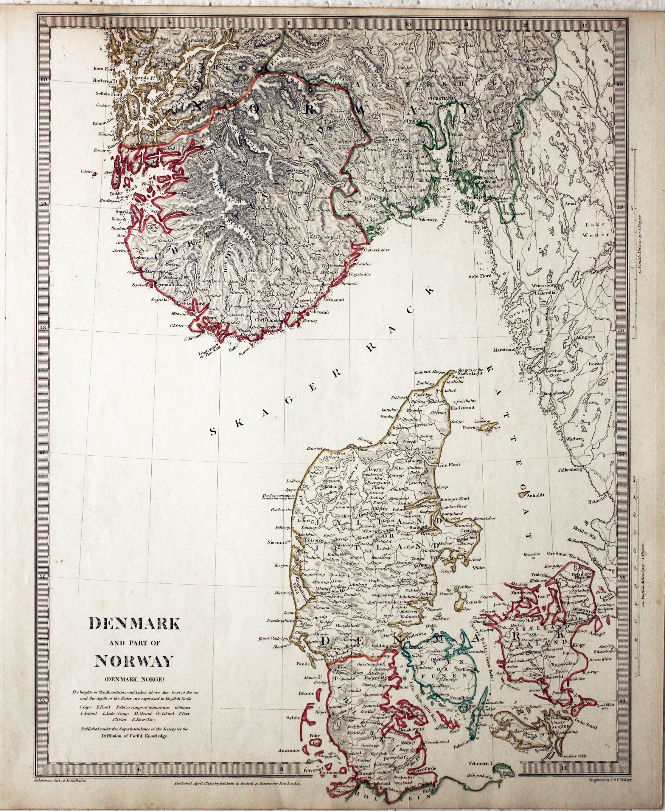 Denmark and Part of Norway, 1833  SDUK