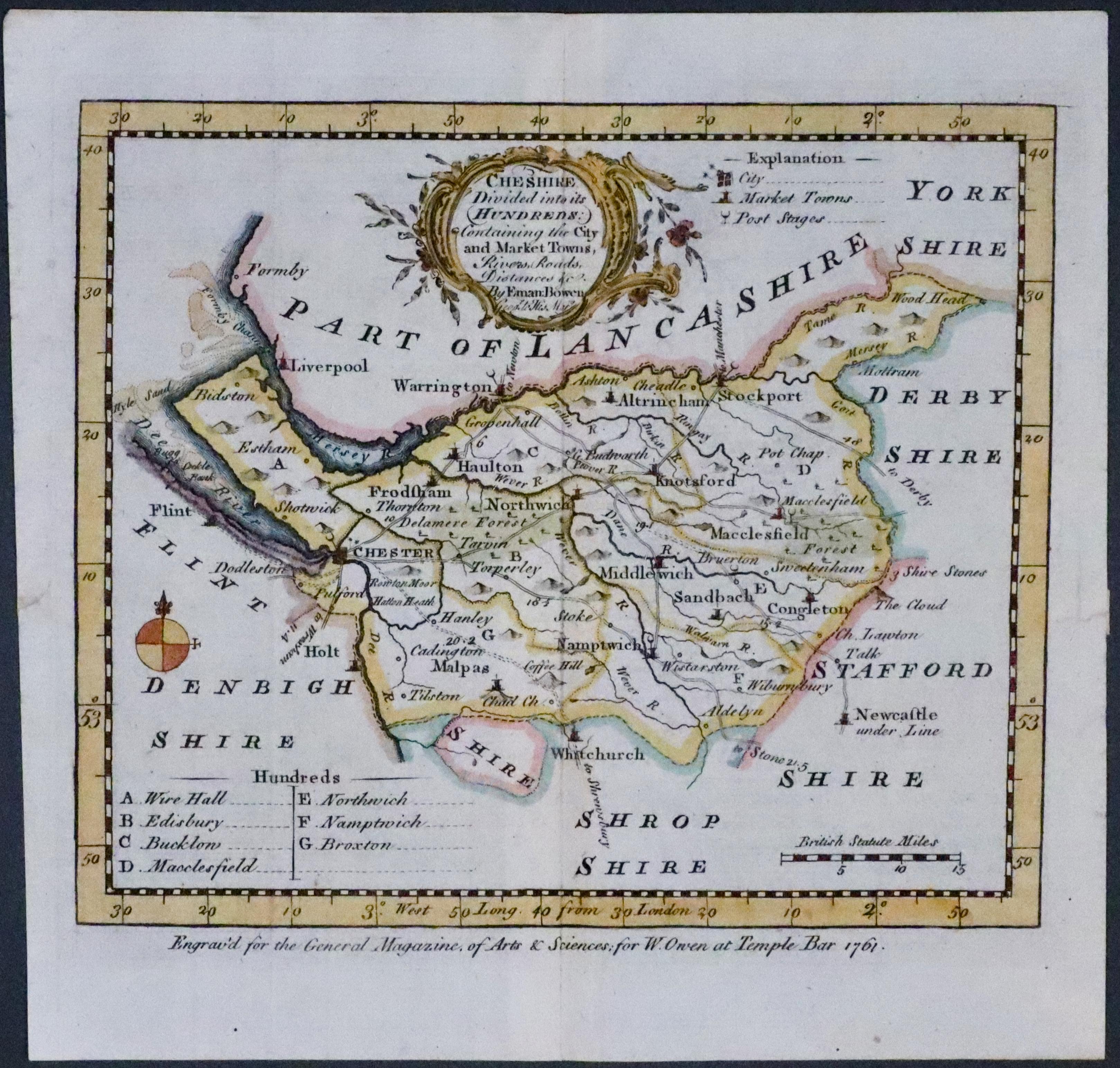 Map of Cheshire by Emanuel Bowen, 1762  Map of Cheshire by Emanuel Bowen, 1762