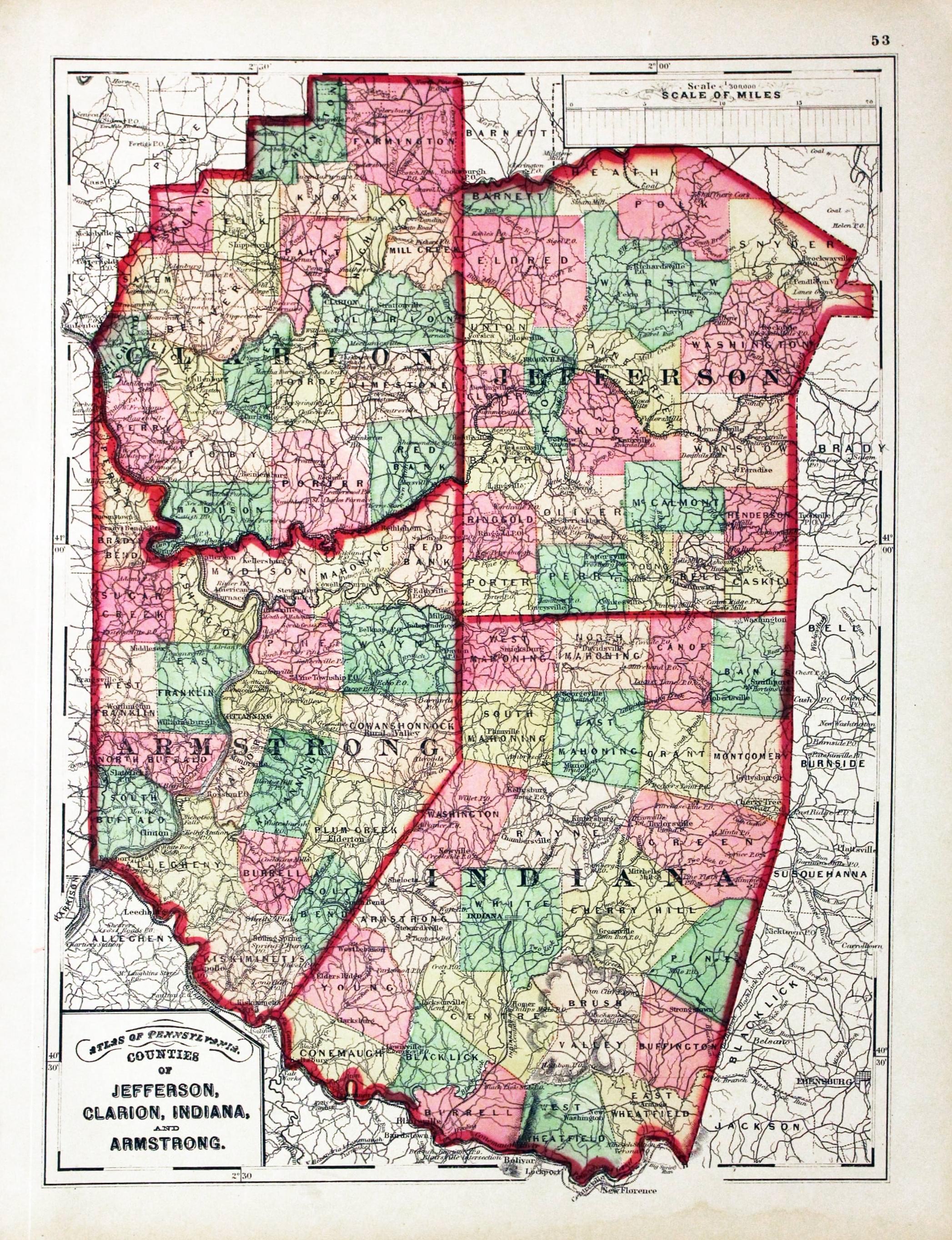 Jefferson, Clarion, Indiana, and Armstrong, Henry F. Walling & O. W. Gray, 1872  Jefferson, Clarion, Indiana, and Armstrong, Henry F. Walling & O. W. Gray, 1872