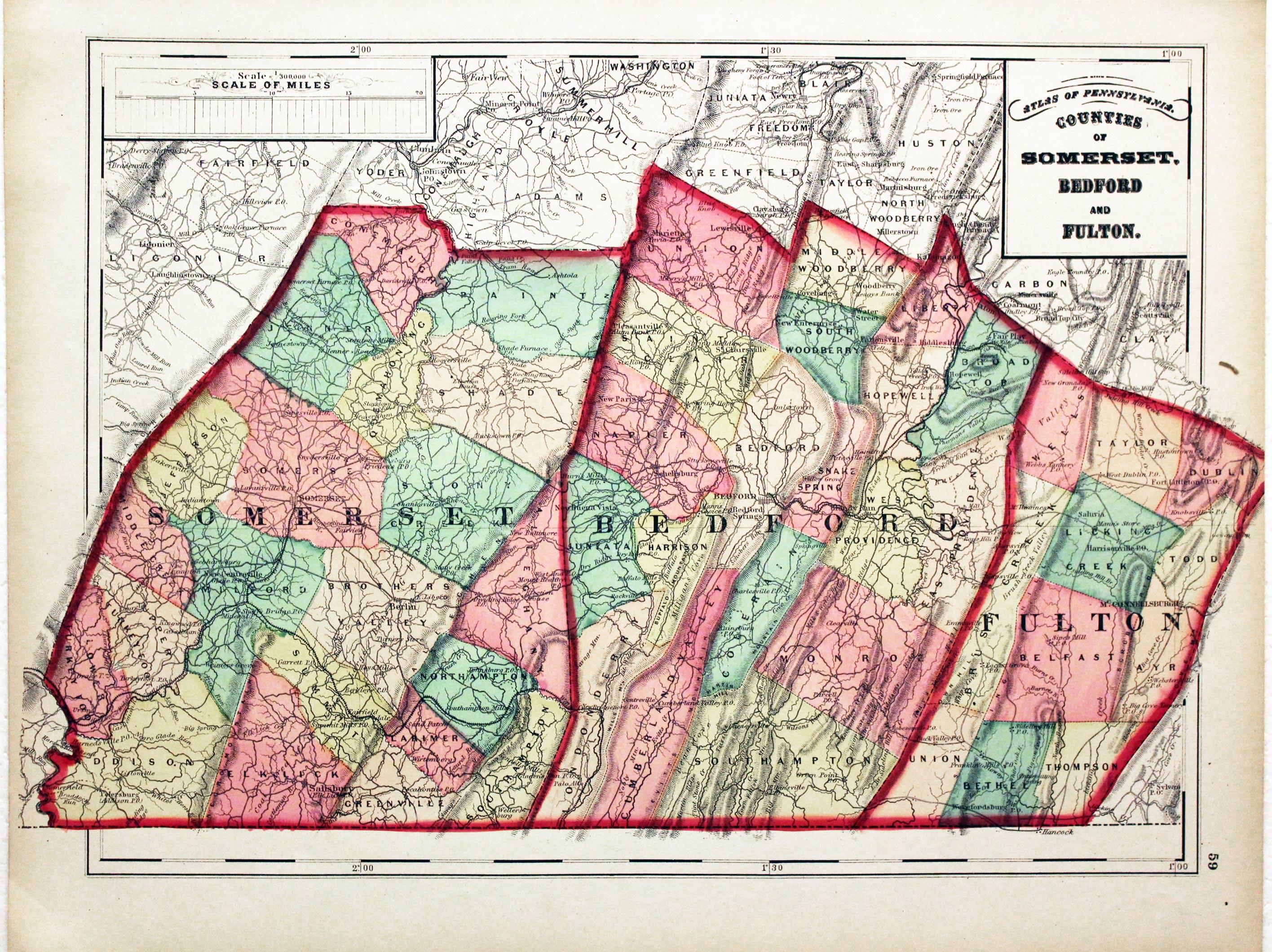 Somerset, Bedford and Fulton, Henry F. Walling & O. W. Gray, 1872  Somerset, Bedford and Fulton, Henry F. Walling & O. W. Gray, 1872