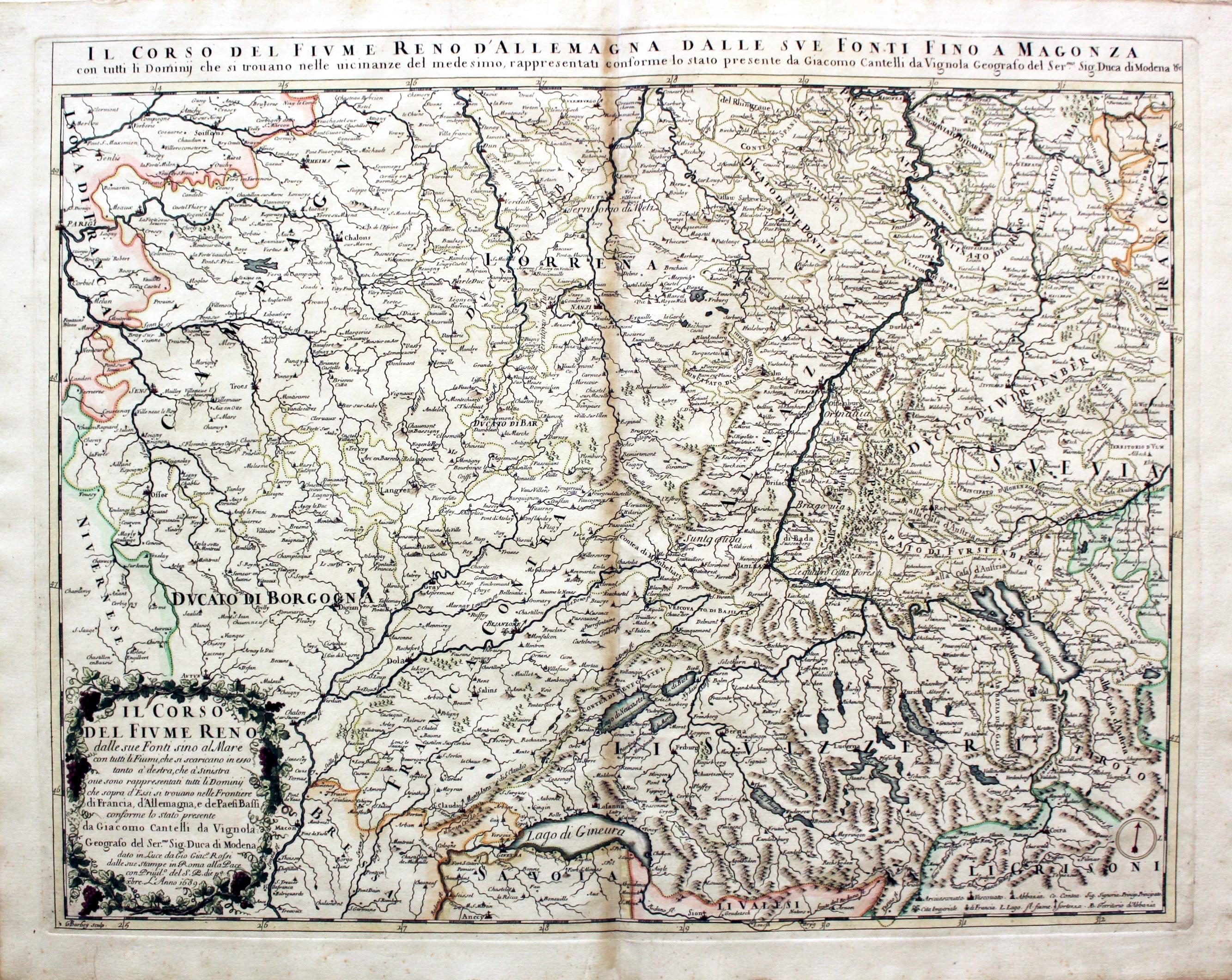 Course of the River Rhine, Giacomo Giovanni Rossi, c.1690  Course of the River Rhine, Giacomo Giovanni Rossi, c.1690