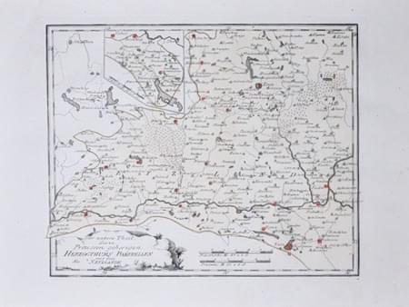 Old map whowing part of Prussia by Franz Johann Joseph von Reilly, 1789
