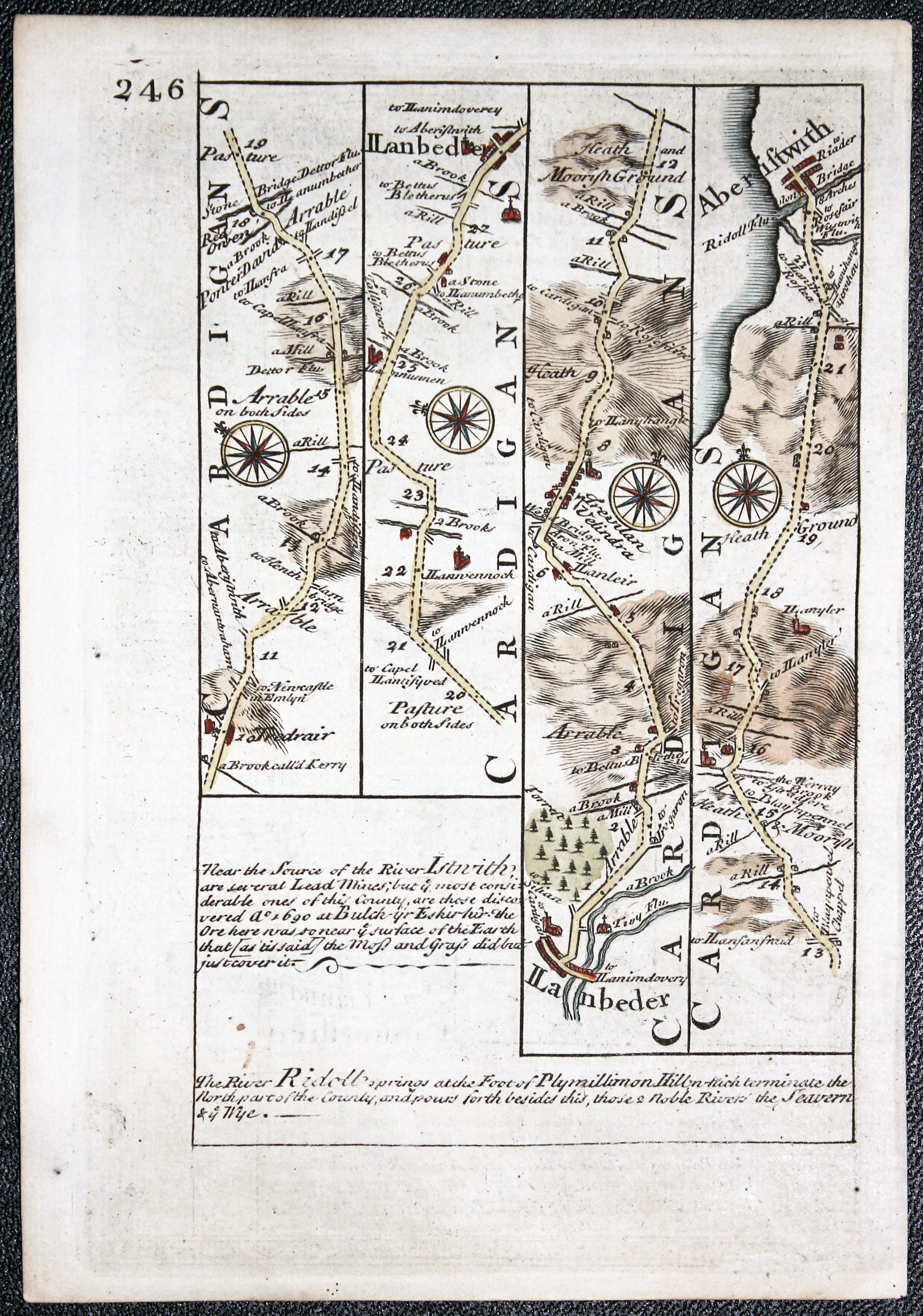 Road map ELlanbeder to AberystwythOwen/Bowen c.1730