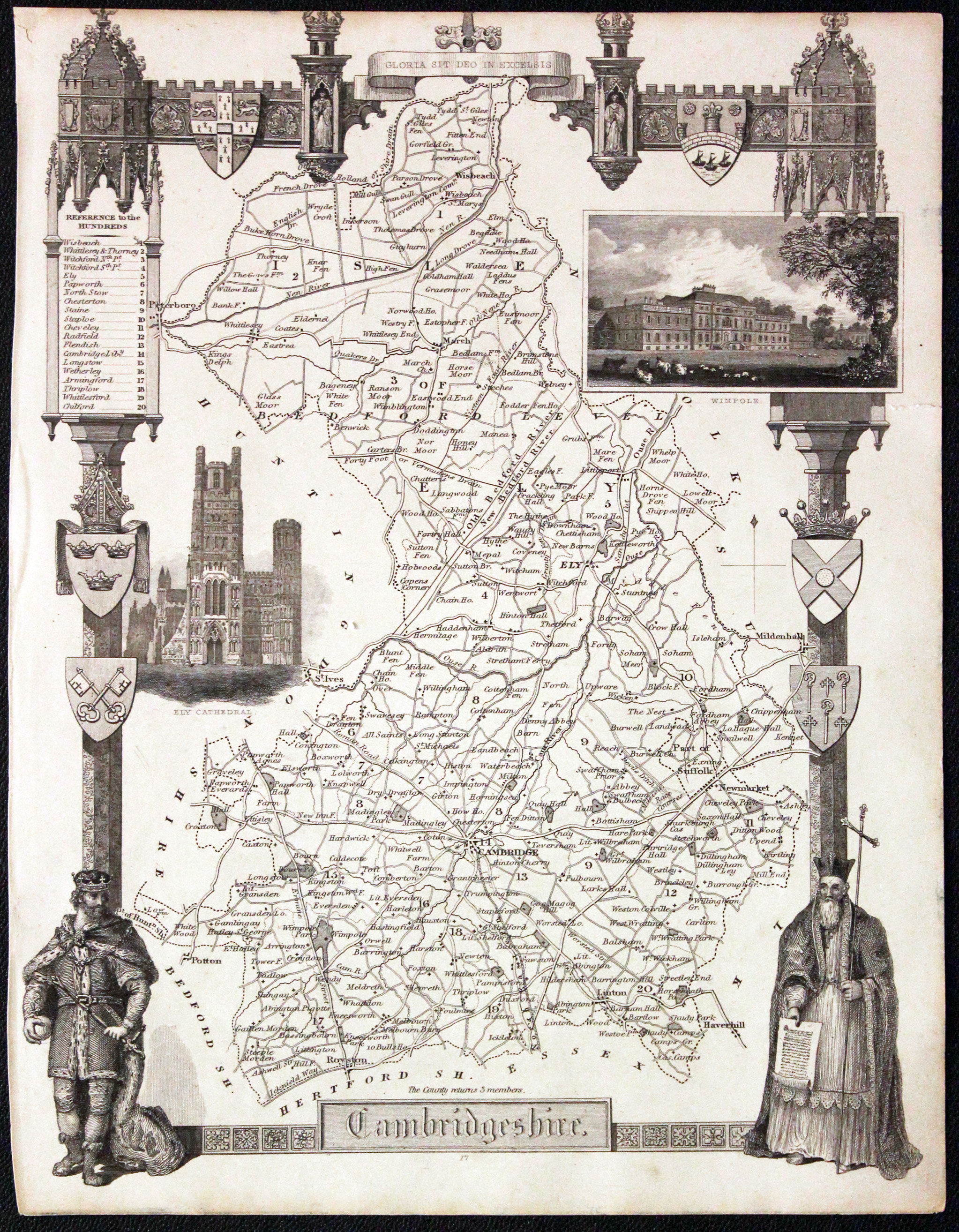 Map Cambridgeshire by Thomas Moule  Map Cambridgeshire by Thomas Moule