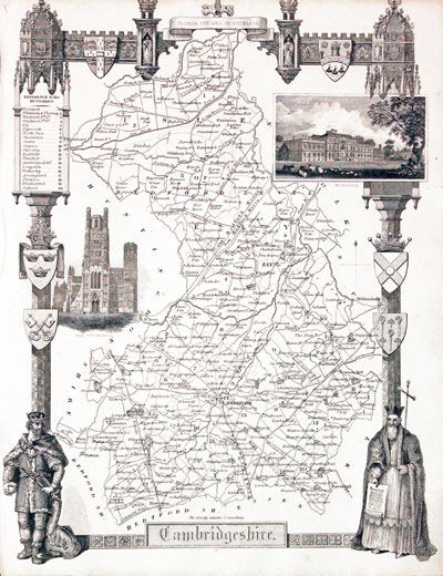  Map of Cambridgeshire, Thomas Moule c.1850 