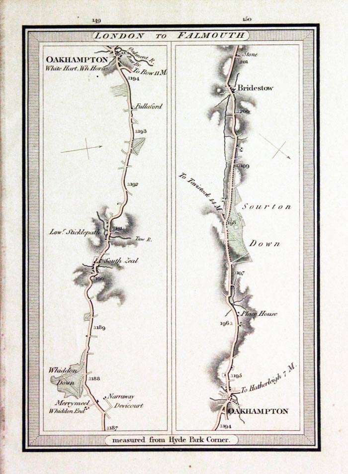 Plates 5 & 6 London to Dover road map by Edward Mogg