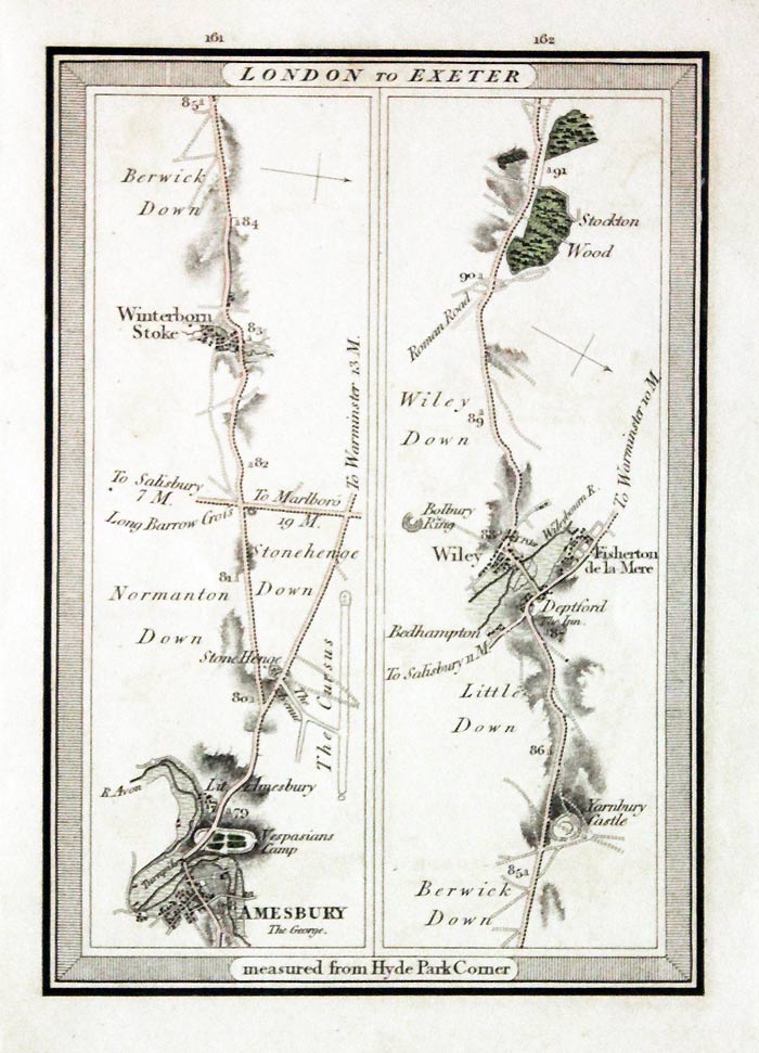 Edward Mogg antique road map London to Exeter