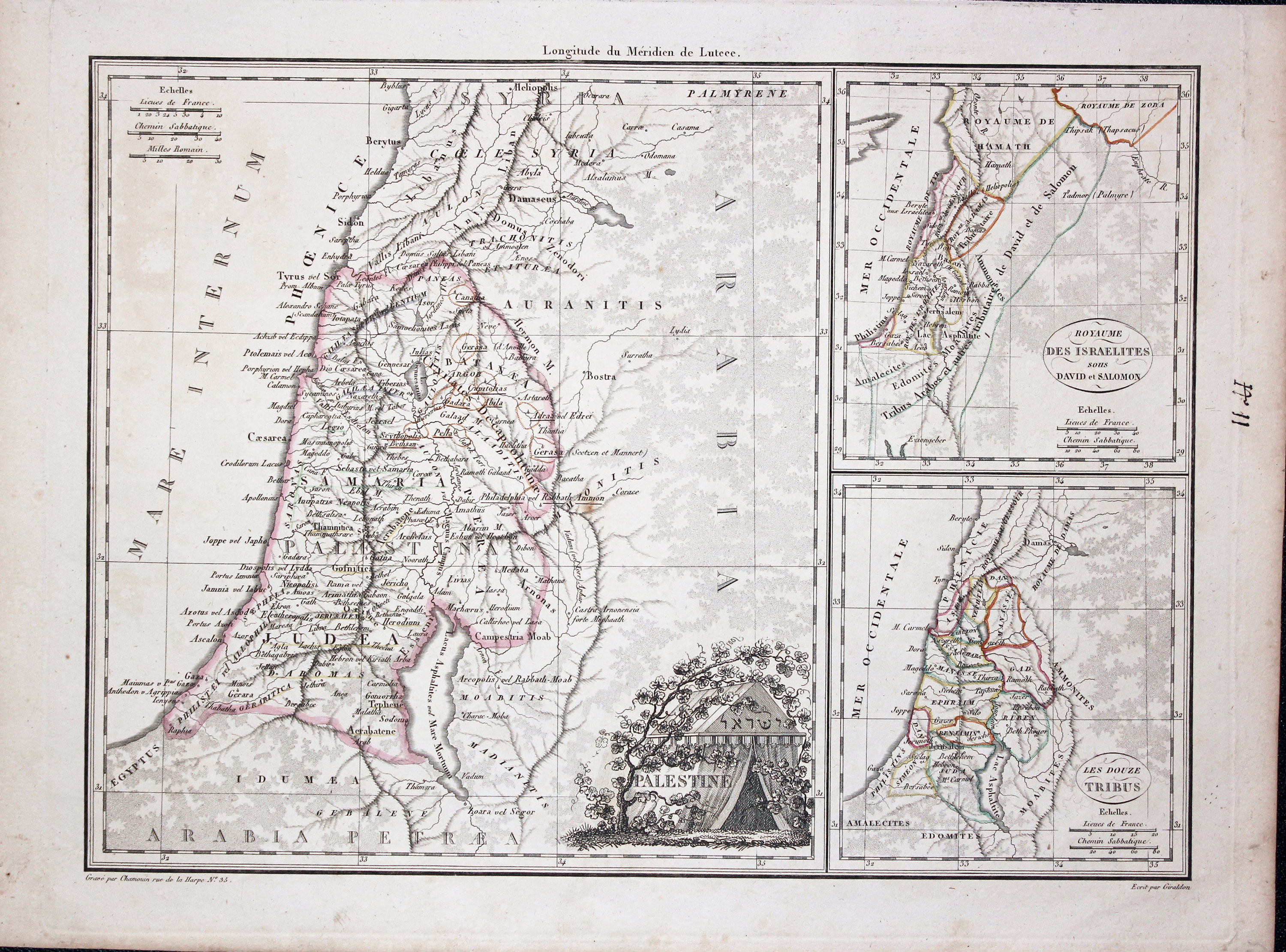 Ancient Palestine Conrad Malte-Brun 1812  Ancient Palestine Conrad Malte-Brun 1812