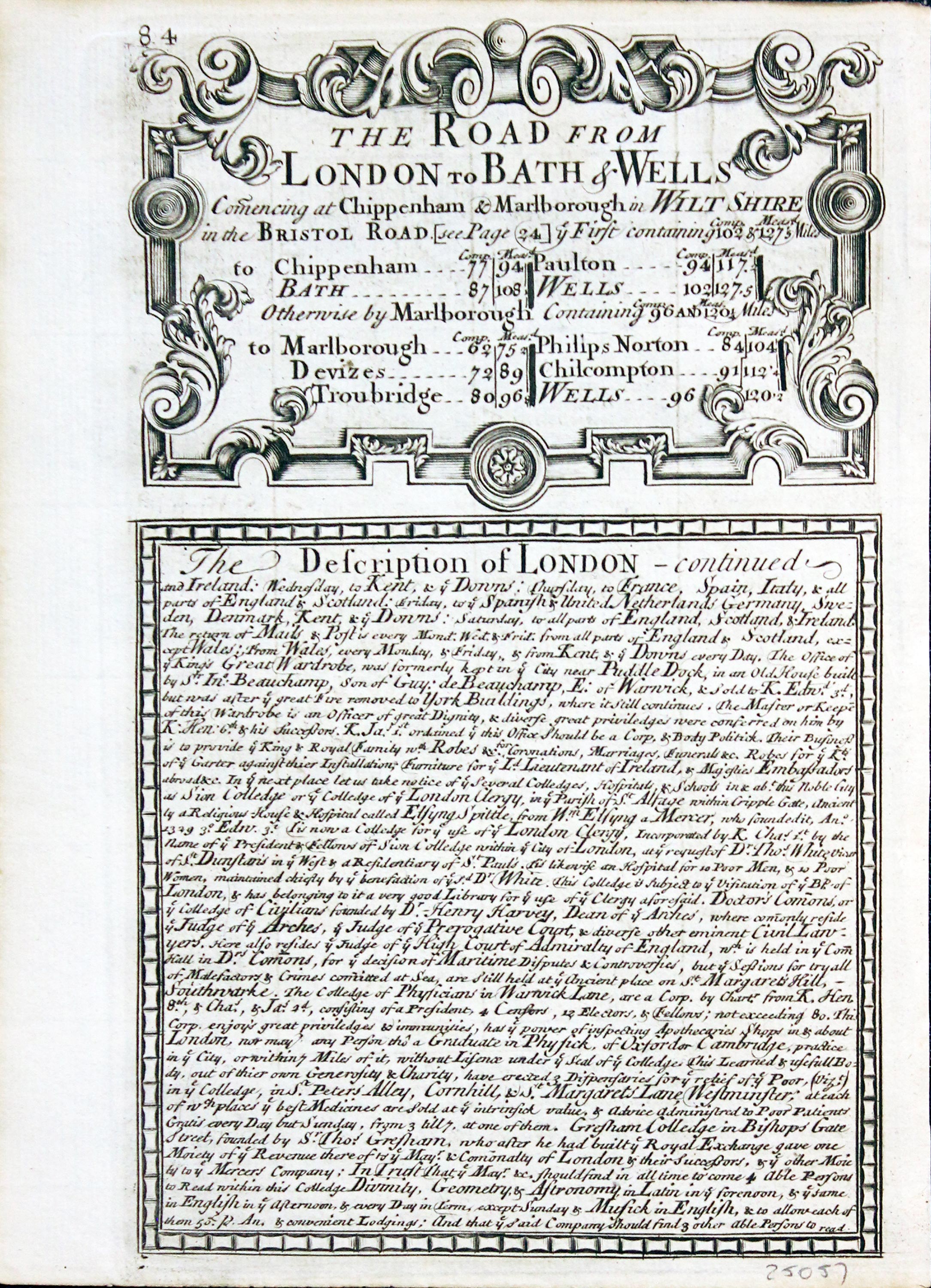 Road map Padstow to Truro. Owen/Bowen c.1730