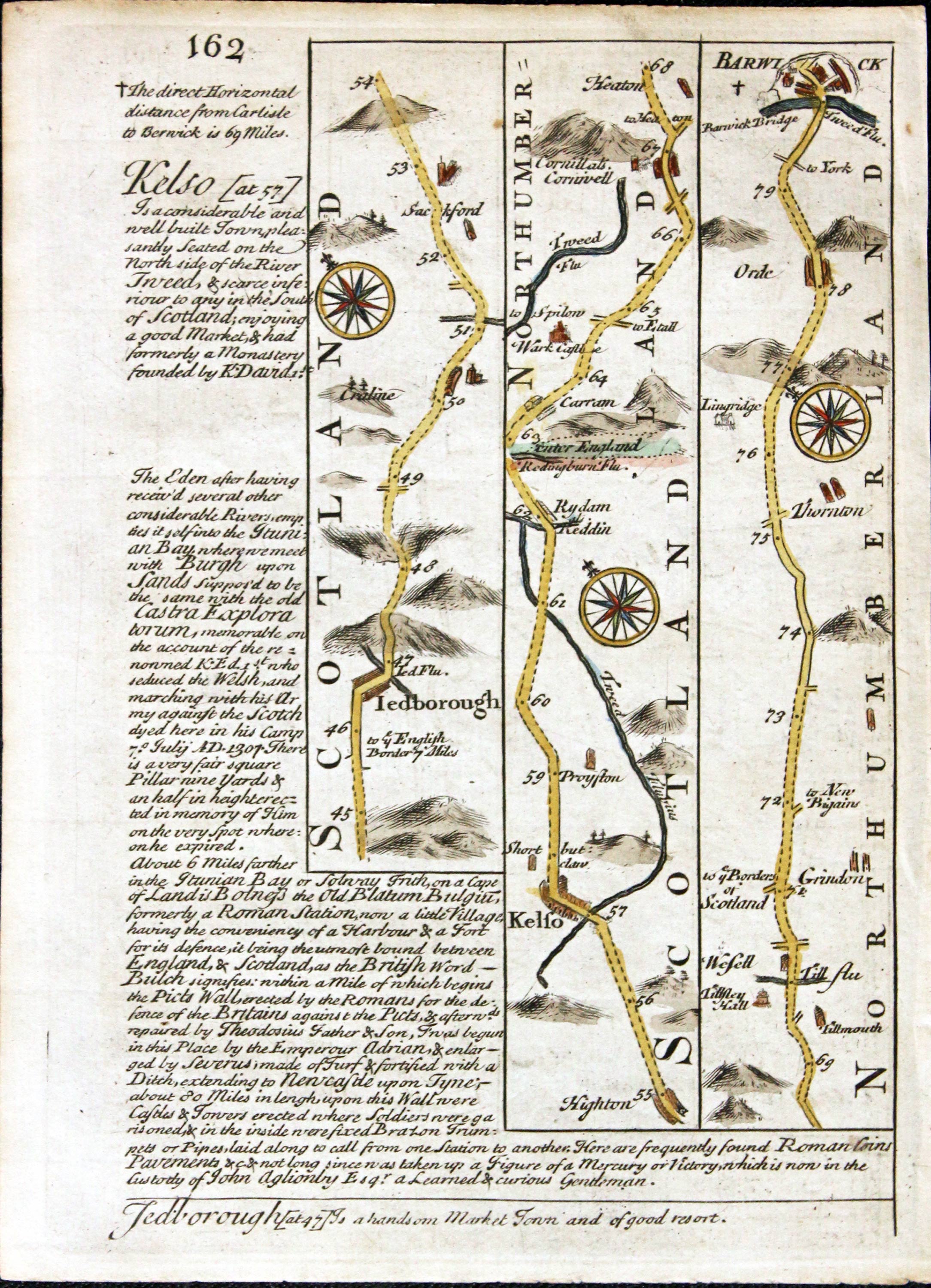Road map Carisle to Berwick. Owen/Bowen c.1730