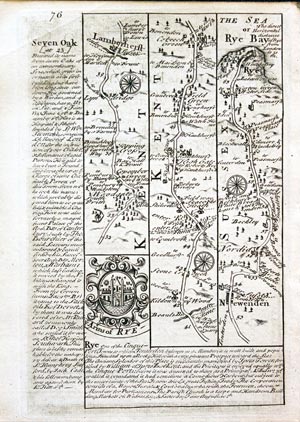 Road map Lamberhurst to Rye. Owen/Bowen c.1730
