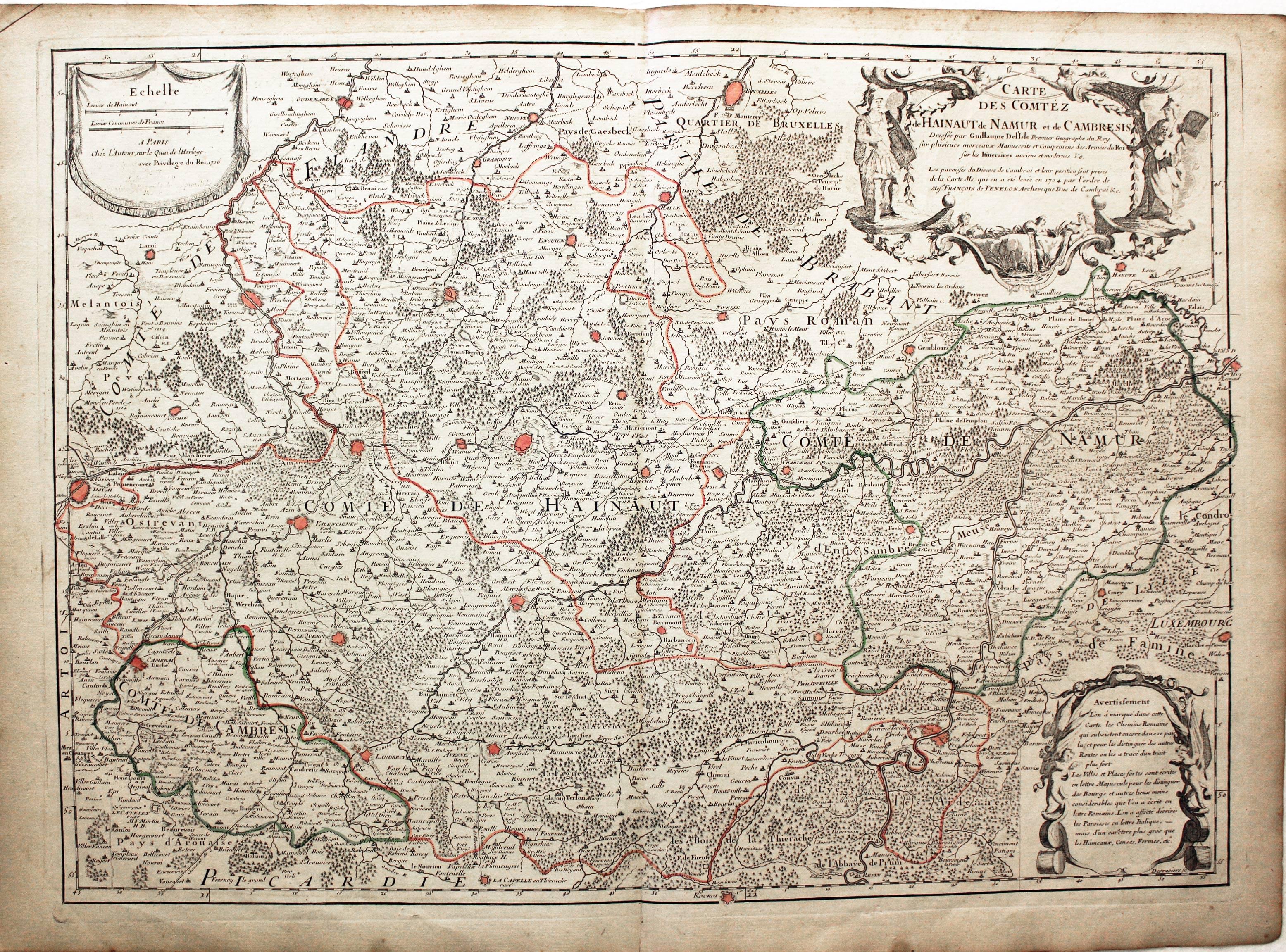 Hainaut, Namur and Cambrai, Guillaume de L'Isle, c.1726  Hainaut, Namur and Cambrai, Guillaume de L'Isle, c.1726