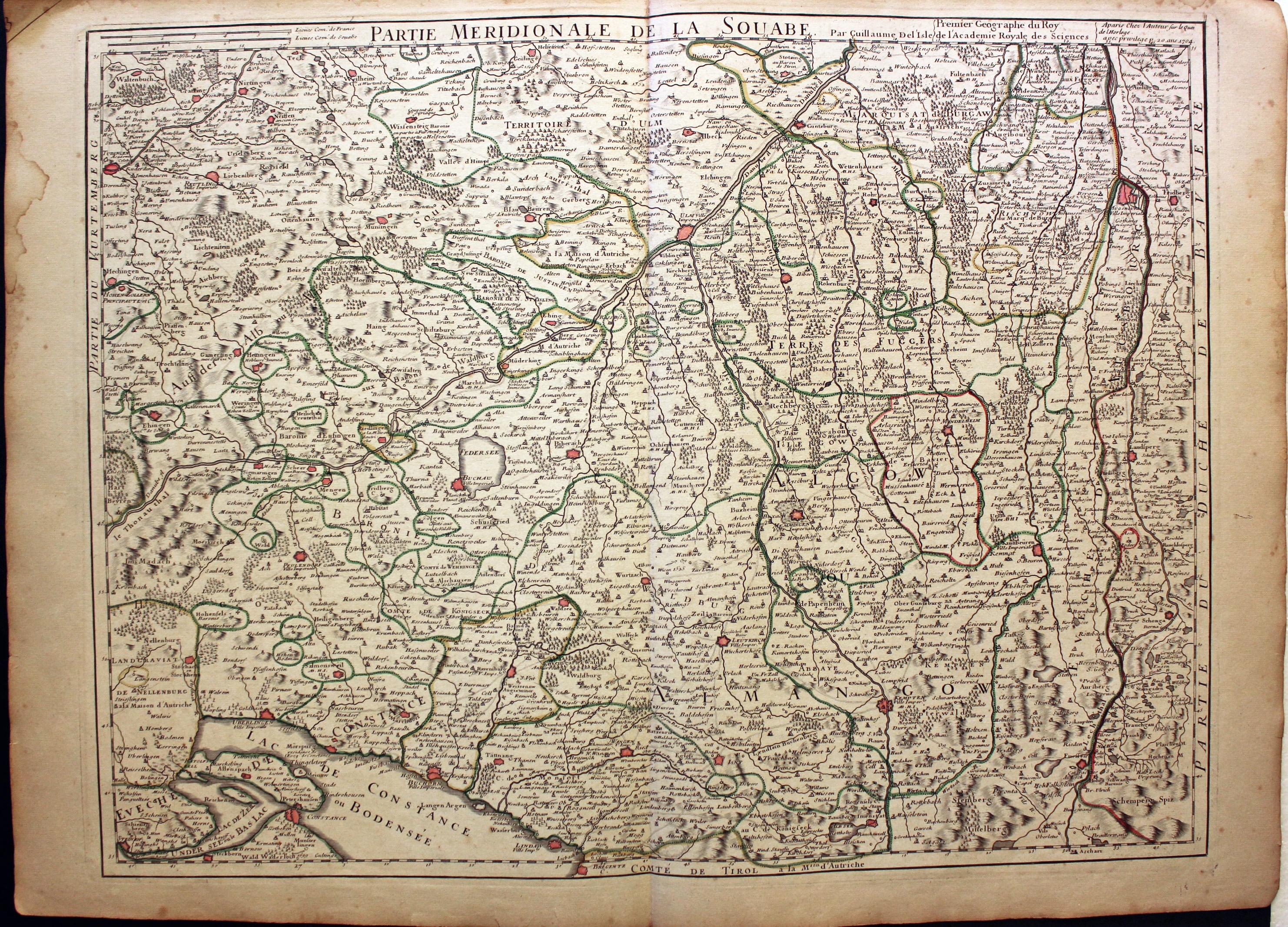Southern Swabia, Guillaume de L'Isle, c.1726  Southern Swabia, Guillaume de L'Isle, c.1726
